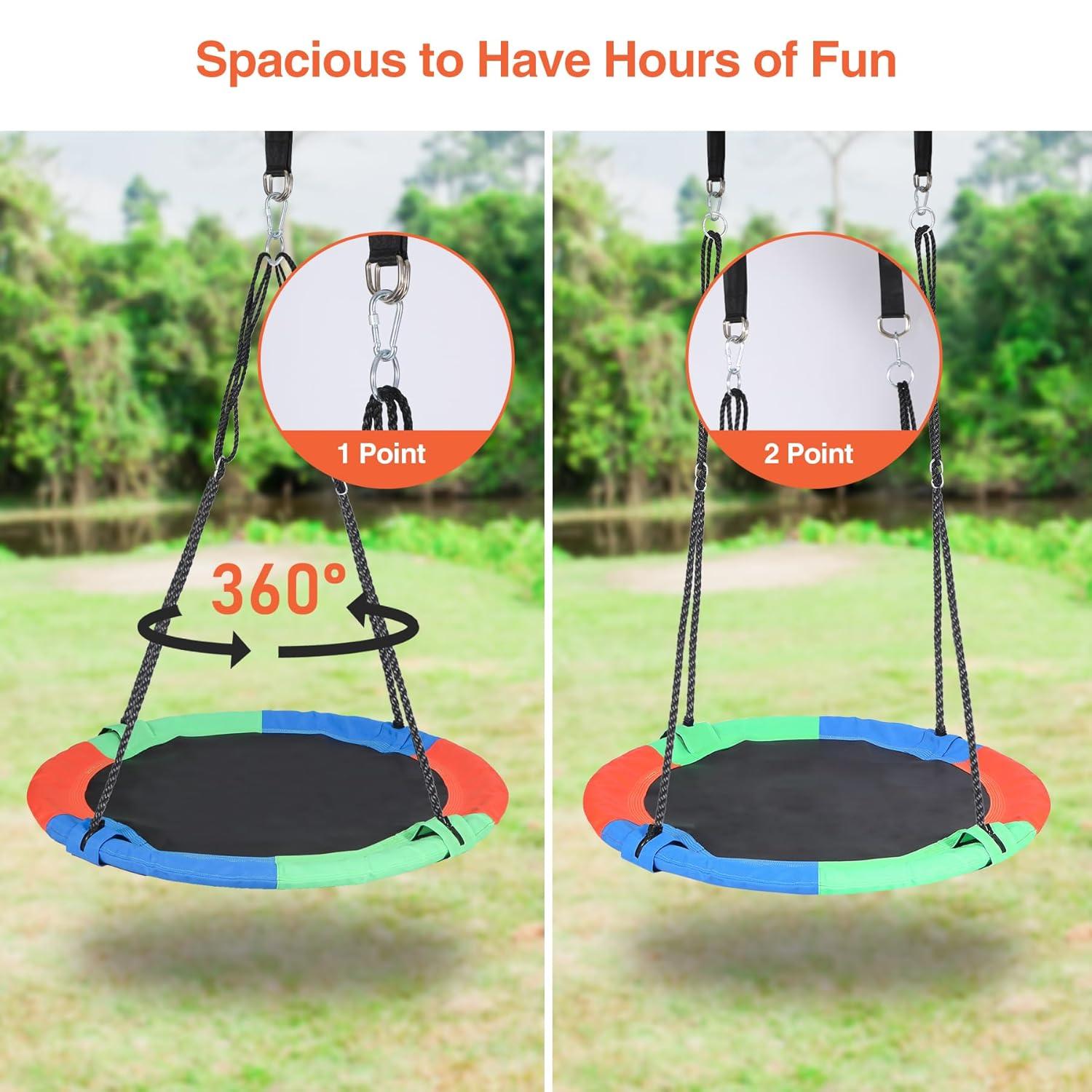 MIHOVER Sturdy & Comfortable 43 Inch Saucer Tree Swing Flying Indoor Outdoor Play Set Swing for Kids - Blue