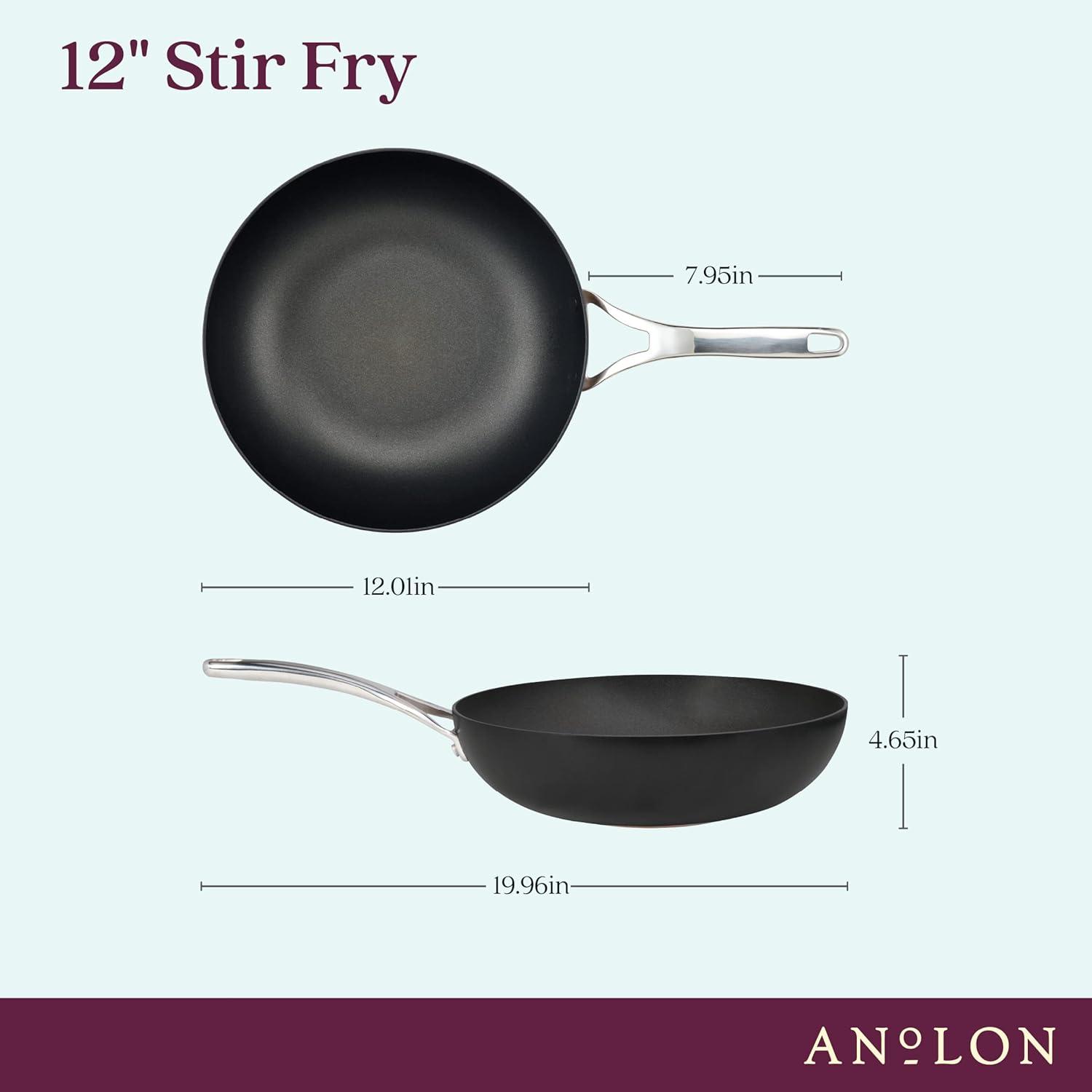 Onyx Black 12-Inch Hard-Anodized Nonstick Stir Fry Pan