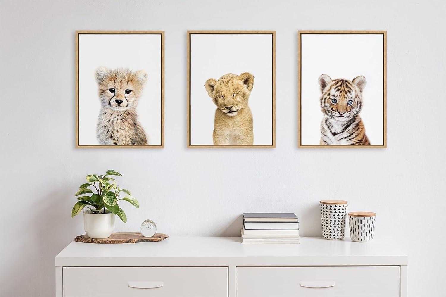 18" x 24" Sylvie Sleepy Lion Canvas by Amy Peterson Natural: Whimsical Wall Decor - Kate & Laurel All Things Decor