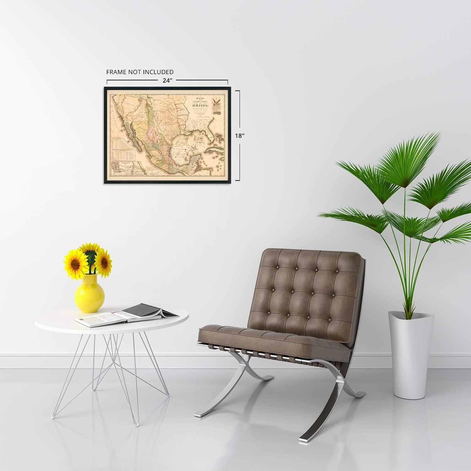 HISTORIC PRINTS " Vintage 1847 Mexico Map Poster "