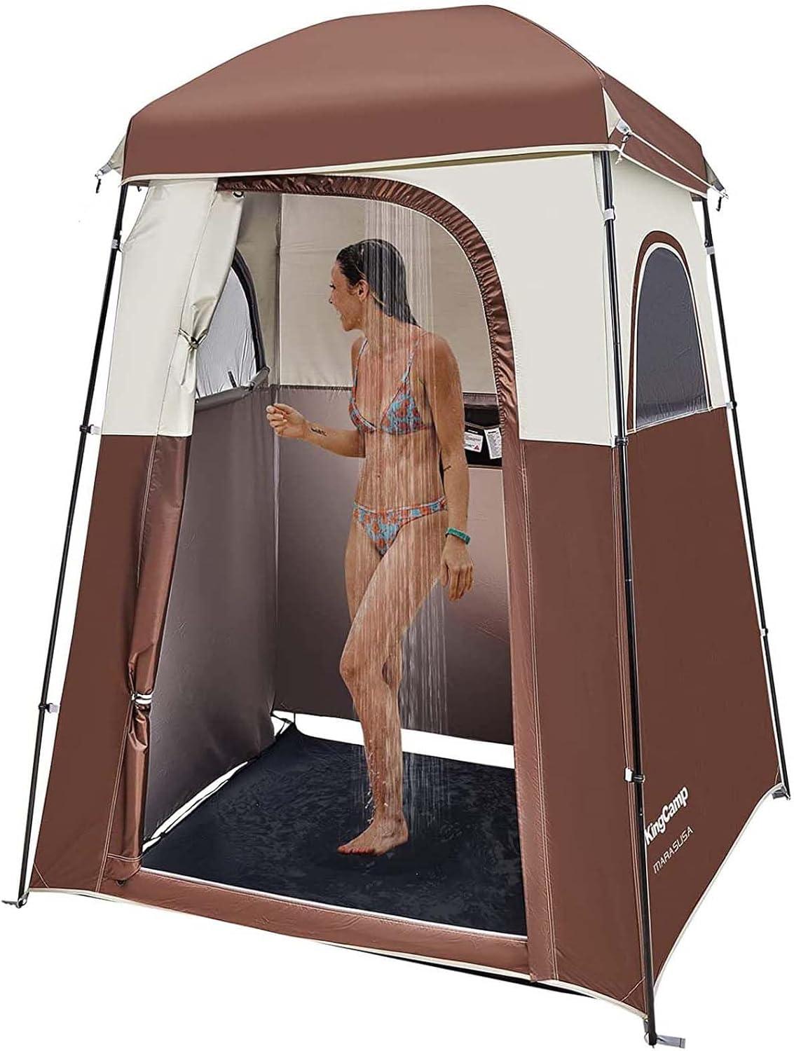 KingCamp Shower Tent, Portable Camping Bathroom Tent with 5 Gallon Solar Heated Bag, Outdoor Privacy Changing Room Tent, Privacy Shelter for Toilet, Dressing Outdoor Camping, Hiking