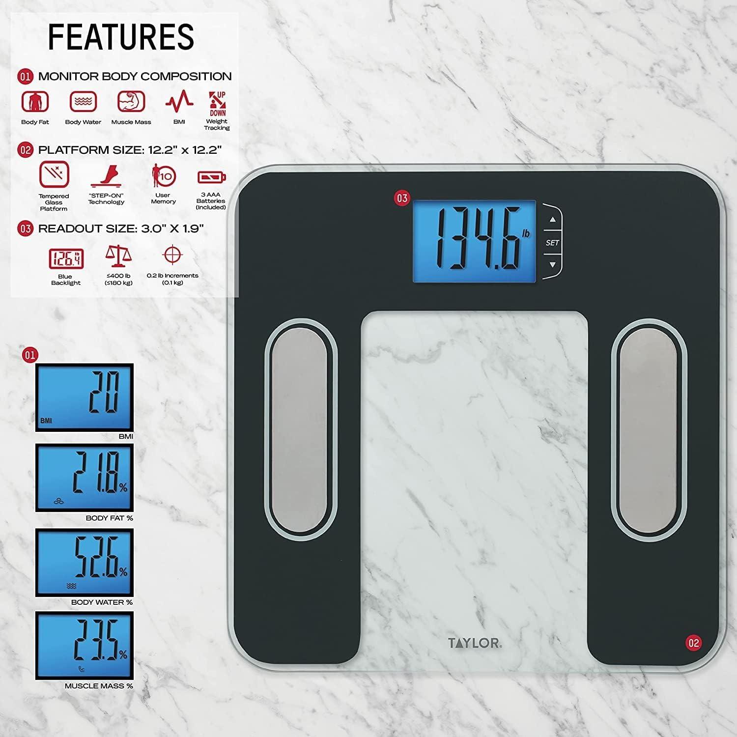 Black and White Digital Body Analysis Scale with LCD Display