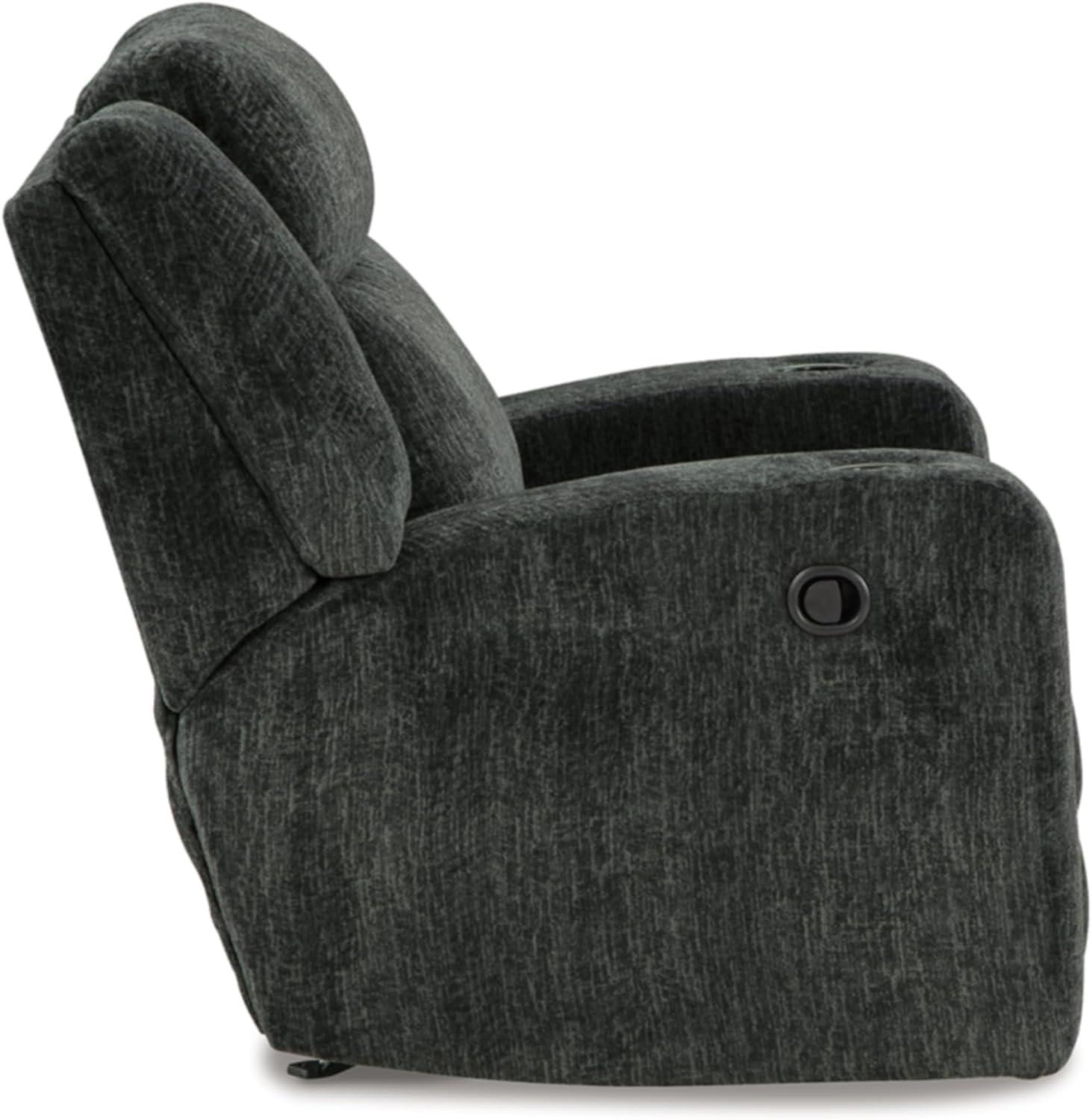 Black Velvet Modern Recliner with Cup Holders