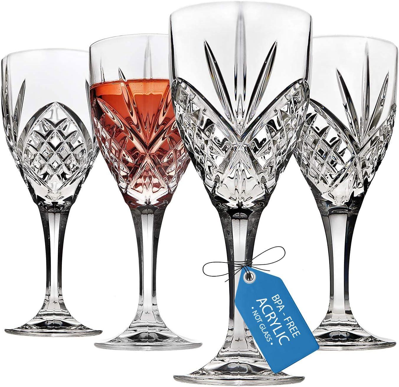 Godinger Wine Glasses, Stemmed Wine Glasses, Red Wine Glasses, Shatterproof and Reusable, BPA Free Acrylic - Dublin Collection, Set of 4