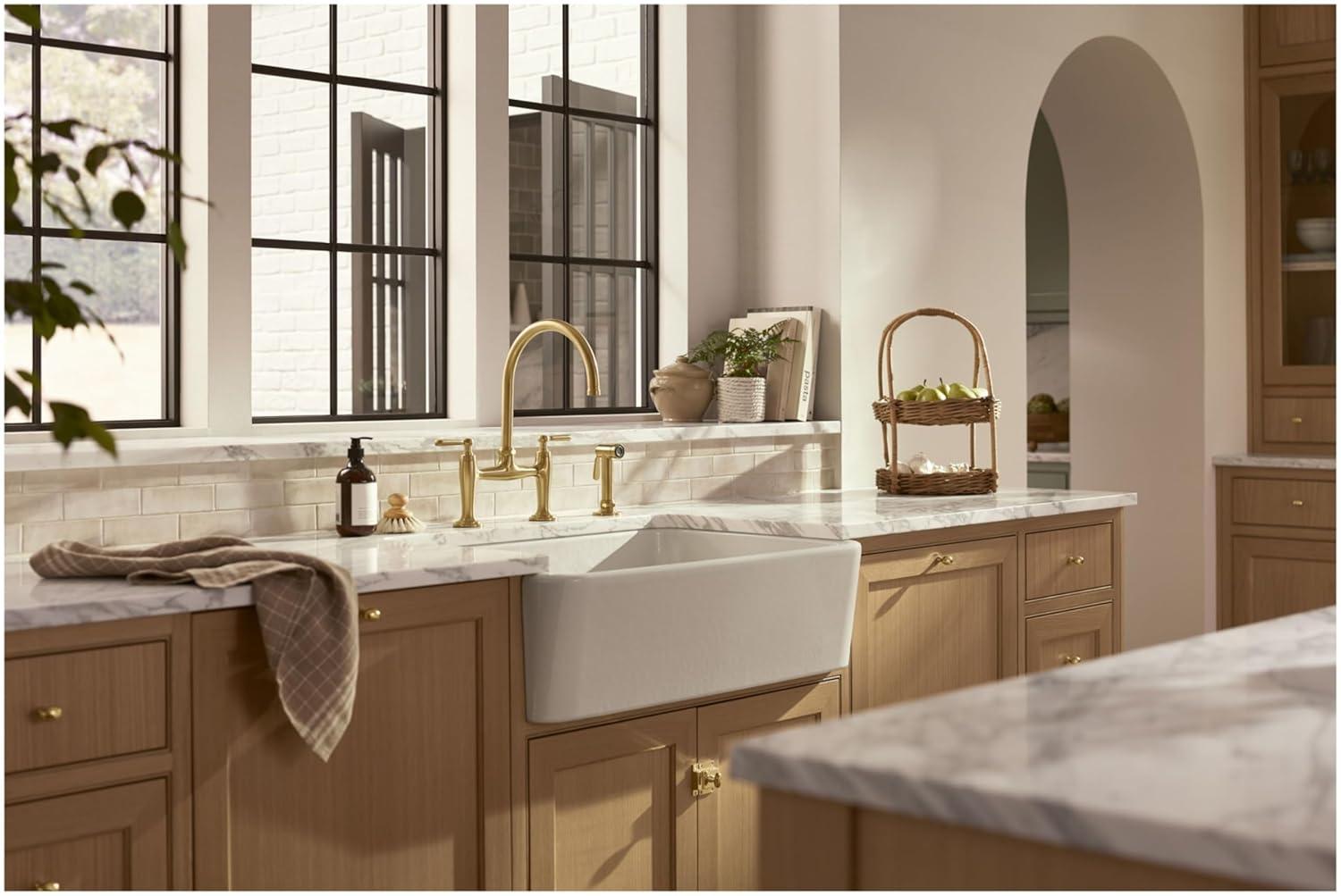 Edalyn by Studio McGee Two-Hole Bridge Kitchen Sink Faucet with Side Sprayer