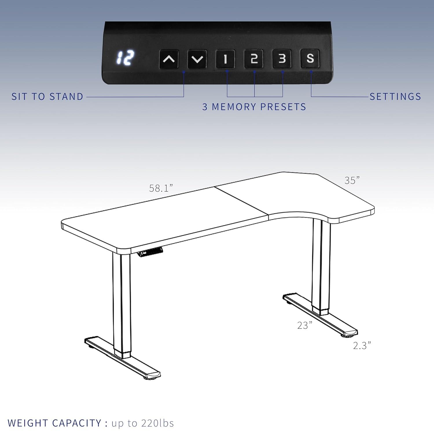 VIVO Black Electric 58" x 35" Dual Motor Standing Corner Desk, DESK-KIT-E2RB