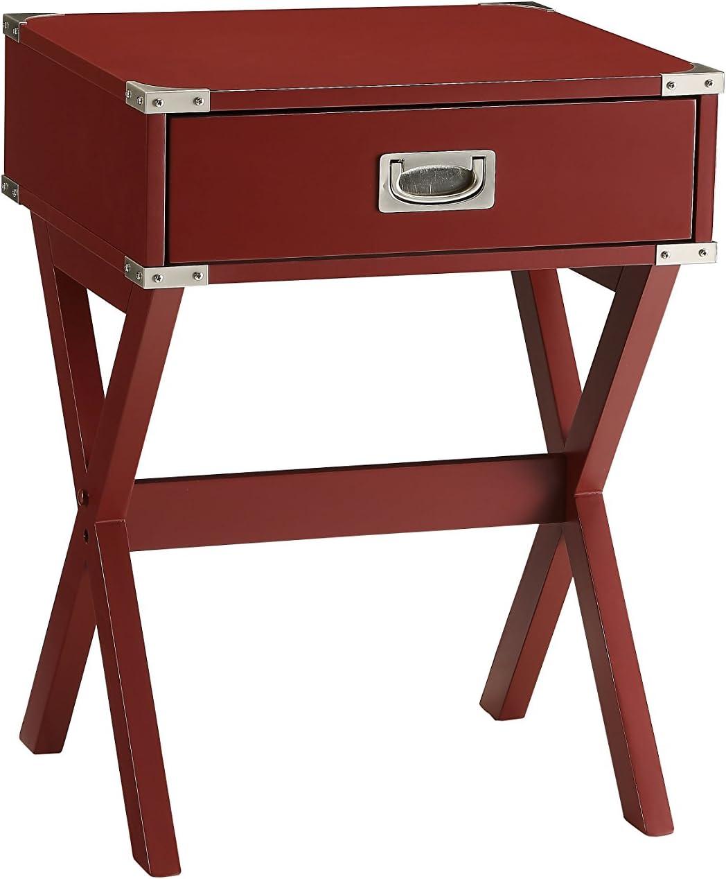 ACME Babs 1-Drawer Wooden End Table in Red