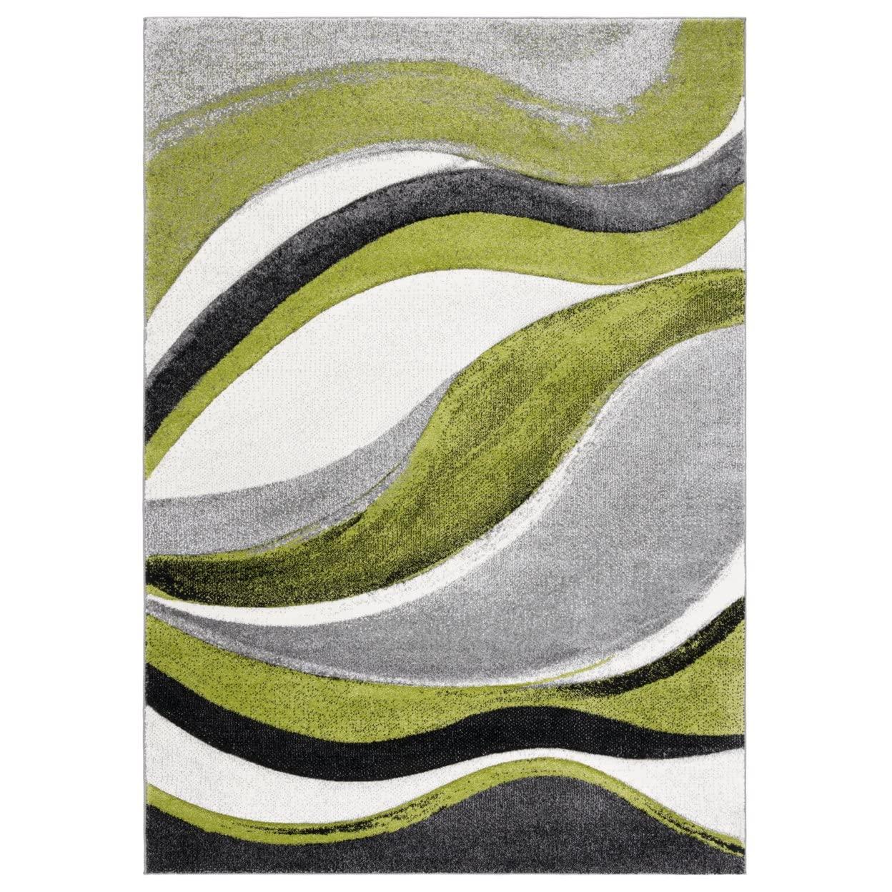 Hollywood HLW766 Machine Made Area Rug - 8'x10' - Grey/Green - Safavieh