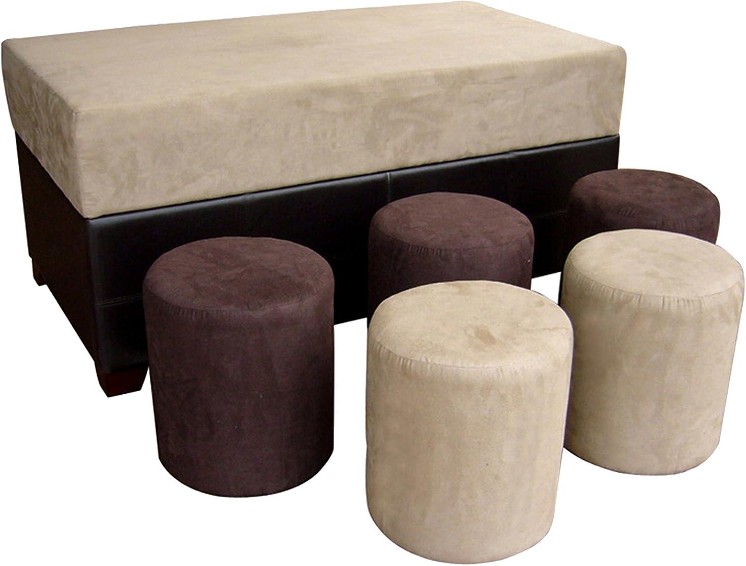 ORE International Brown Shades Storage Ottoman (With 5 Ottomans)