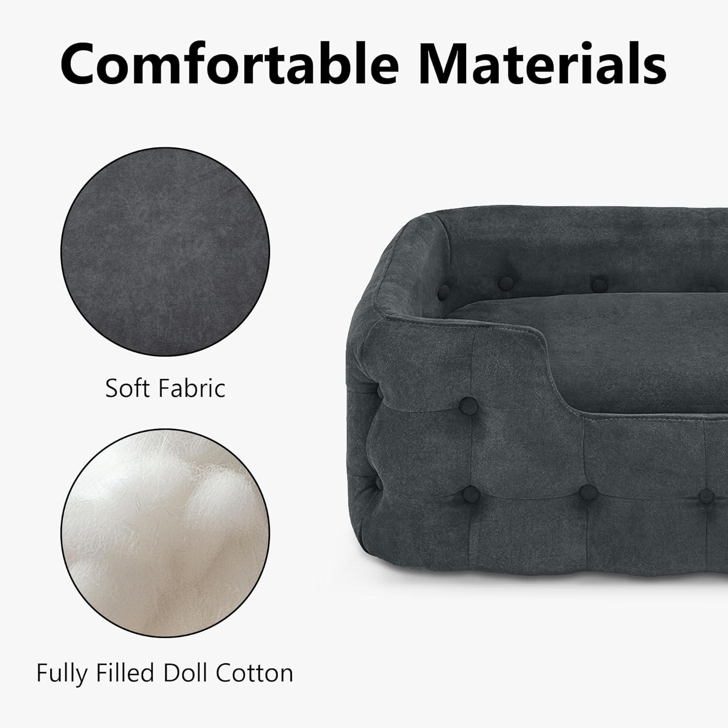 MCombo Dog Sofa Bed, 33 Inches Length Foam Pet Bed with Washable Cushion Cover, Modern Pet Couch for Small Medium Dogs, 0553 (Blackish Green)