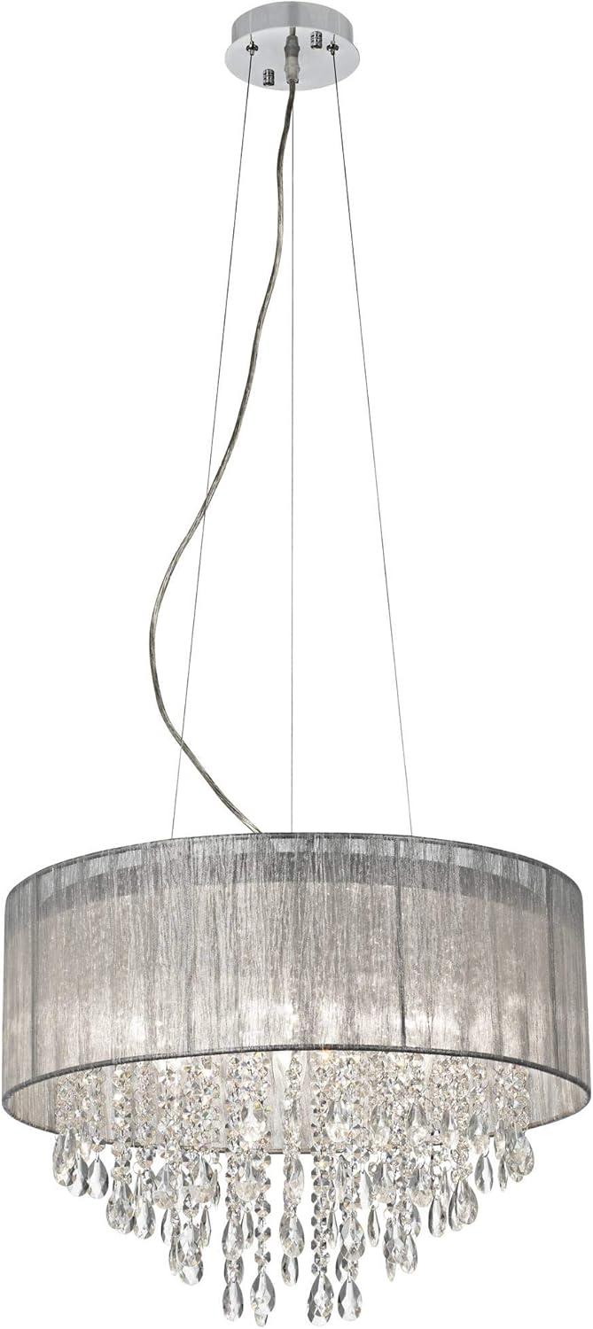 Jolie 20" Chrome Crystal Drum Shade Chandelier