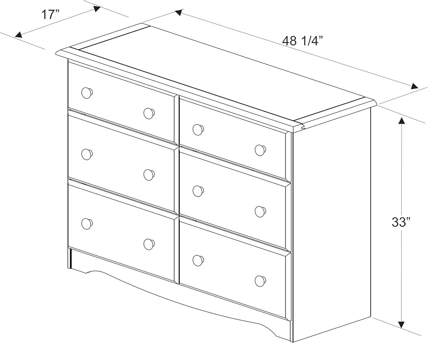 100% Solid Wood Double Dresser with 4 Super Jumbo Drawers by Palace Imports, White, 48”W x 33”H x 17”D. Optional Mirror Sold Separately. Requires Assembly