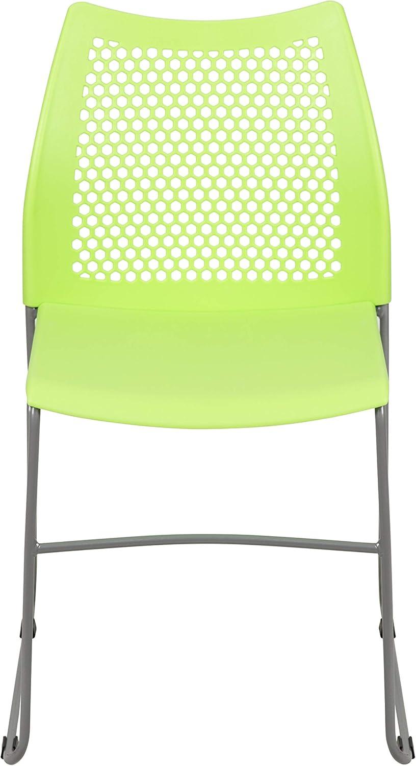 Emma and Oliver Home and Office Sled Base Stack Chair with Air-Vent Back - Guest Chair