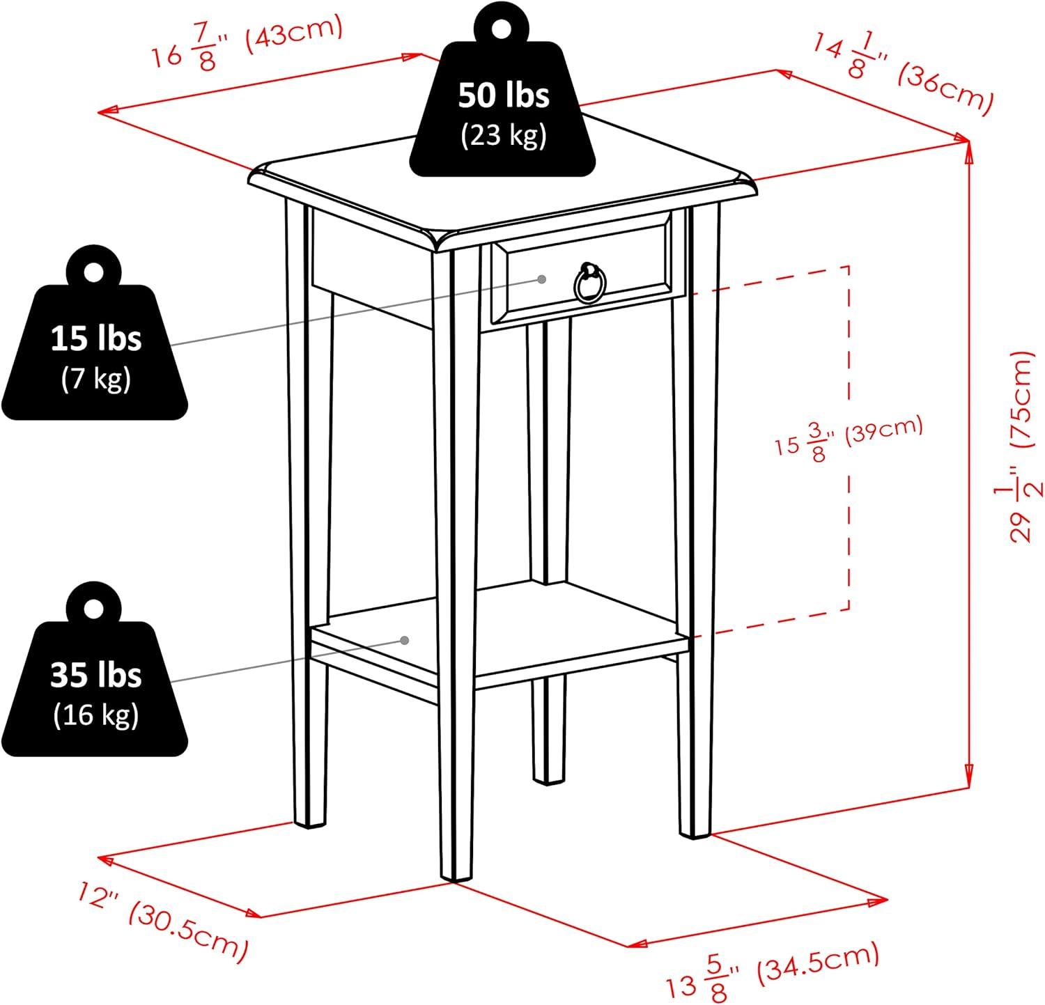 Regalia Accent Table with Drawer, Shelf - Antique Walnut - Winsome: Small Telephone Stand, Occasional Storage