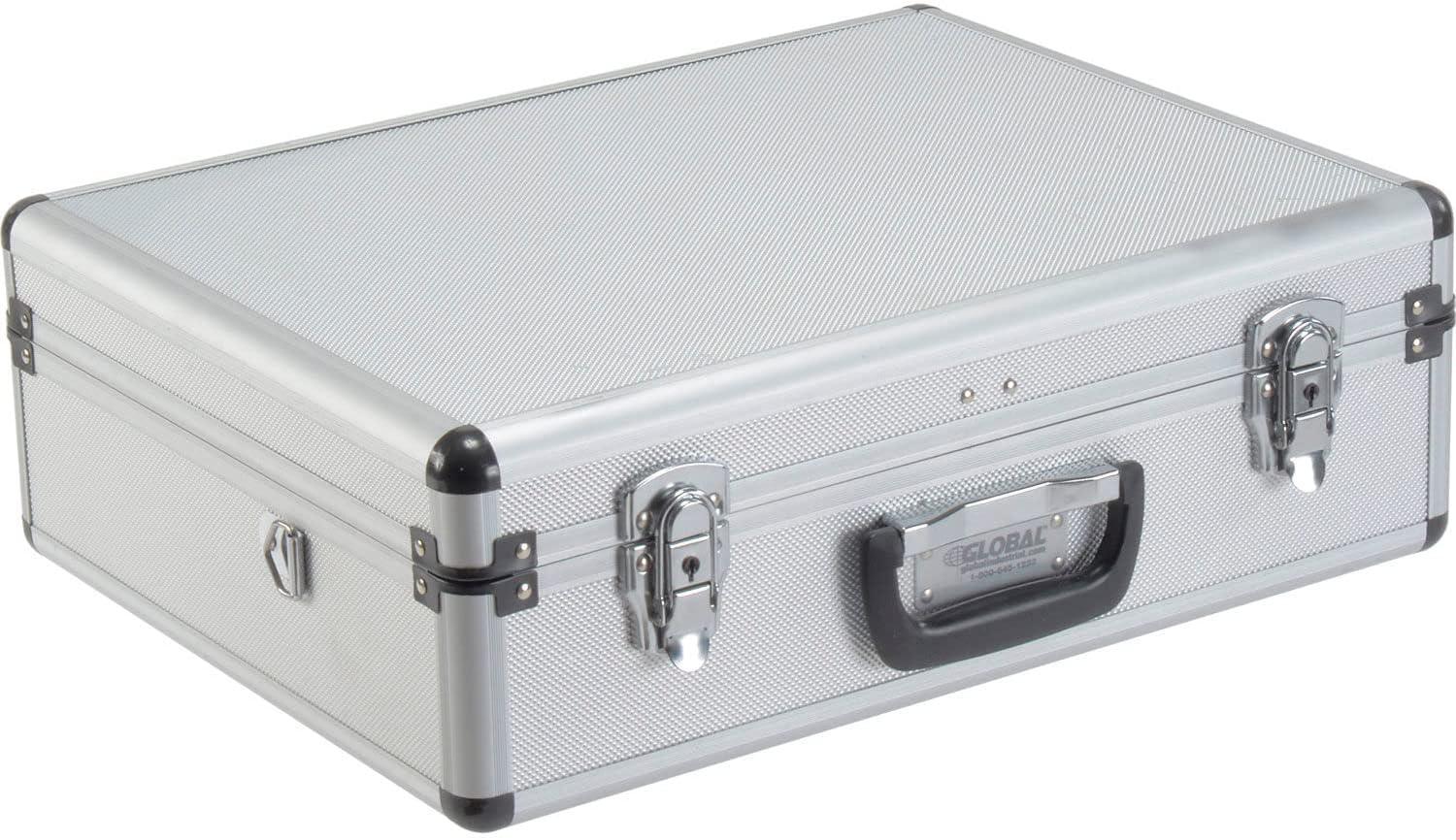 Silver Aluminum Tool Case with Foam and Dividers, 18" x 14" x 6"