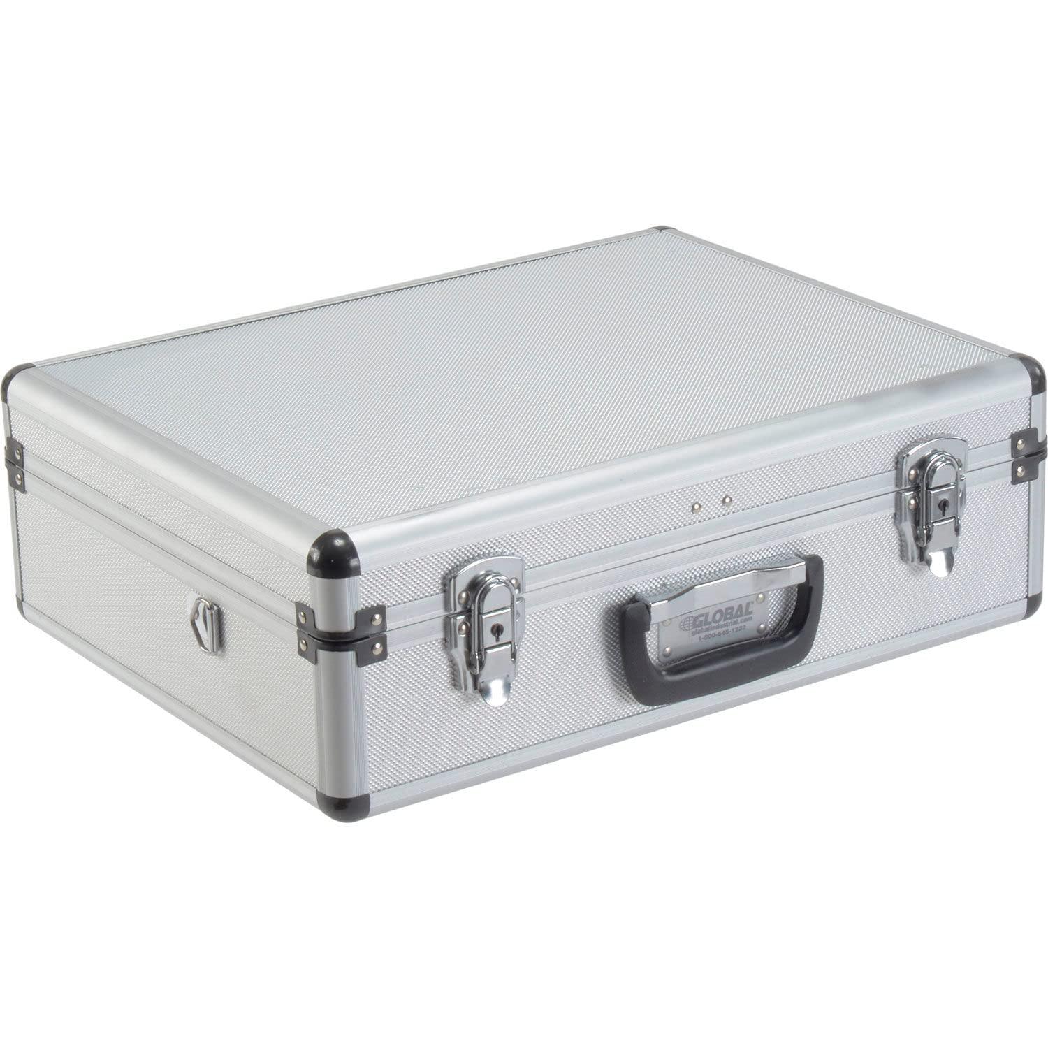 Silver Aluminum Tool Case with Foam and Dividers, 18" x 14" x 6"