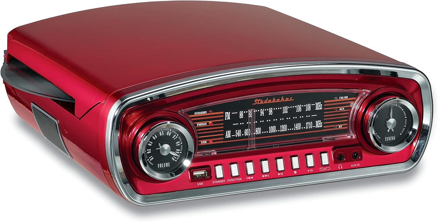 Studebaker Portable 3 - Speed Turntable Decorative Record Player with Bluetooth
