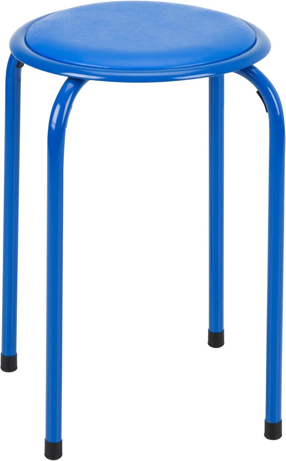 Fat Catalog Assorted Primary Color Metal Stack Stool with Padded Seat 17" seat height (5 Pack)