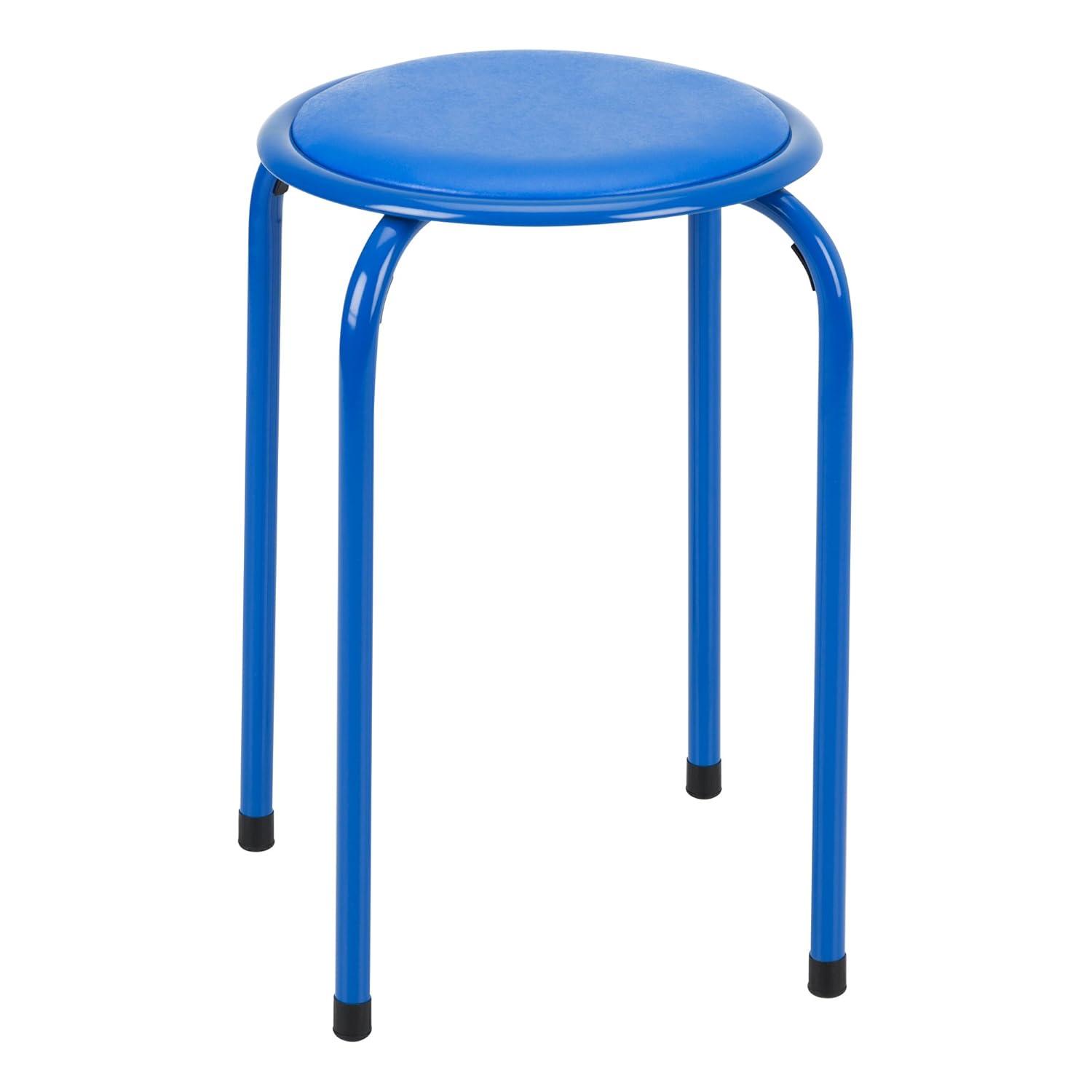 Fat Catalog Assorted Primary Color Metal Stack Stool with Padded Seat 17" seat height (5 Pack)