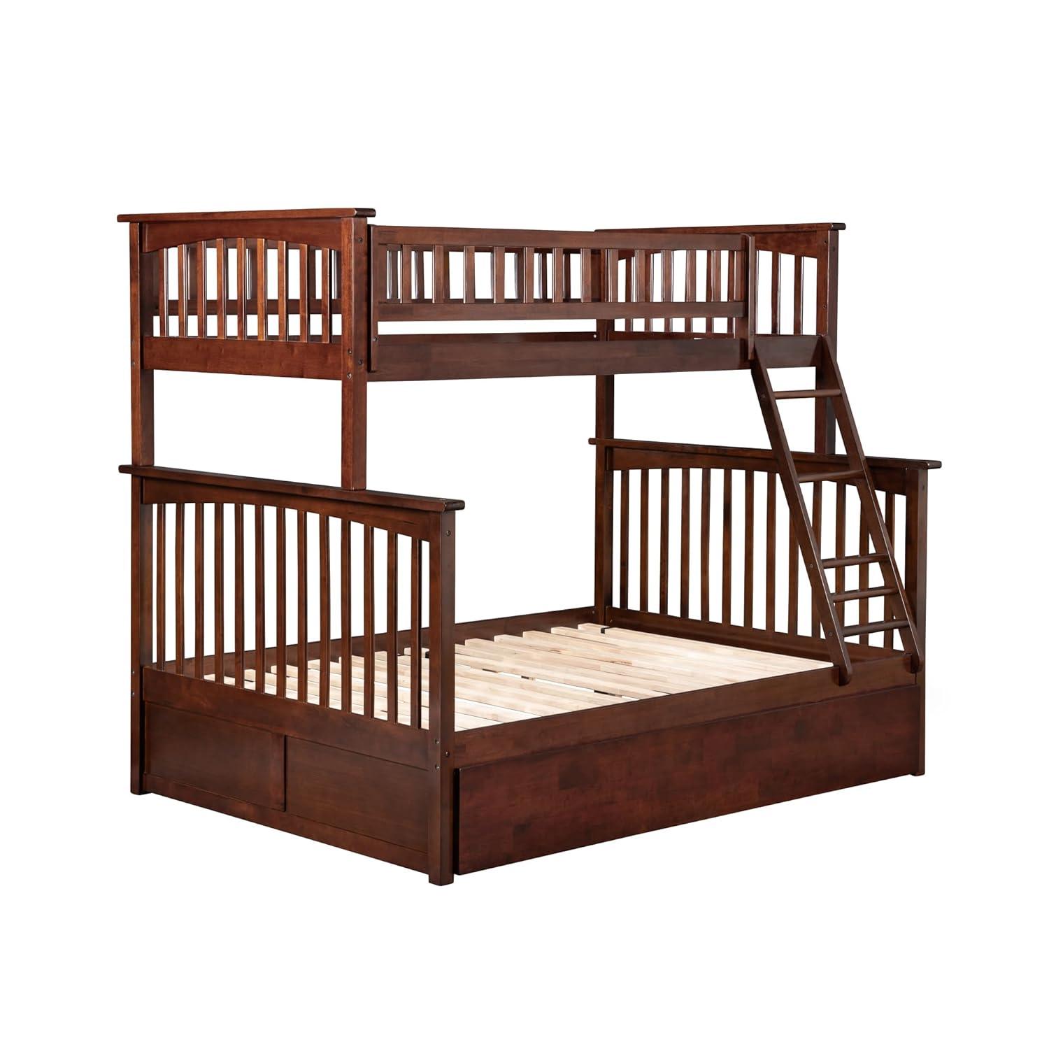 AFI Columbia Bunk Bed Twin over Twin with Twin Size Urban Trundle Bed, Walnut