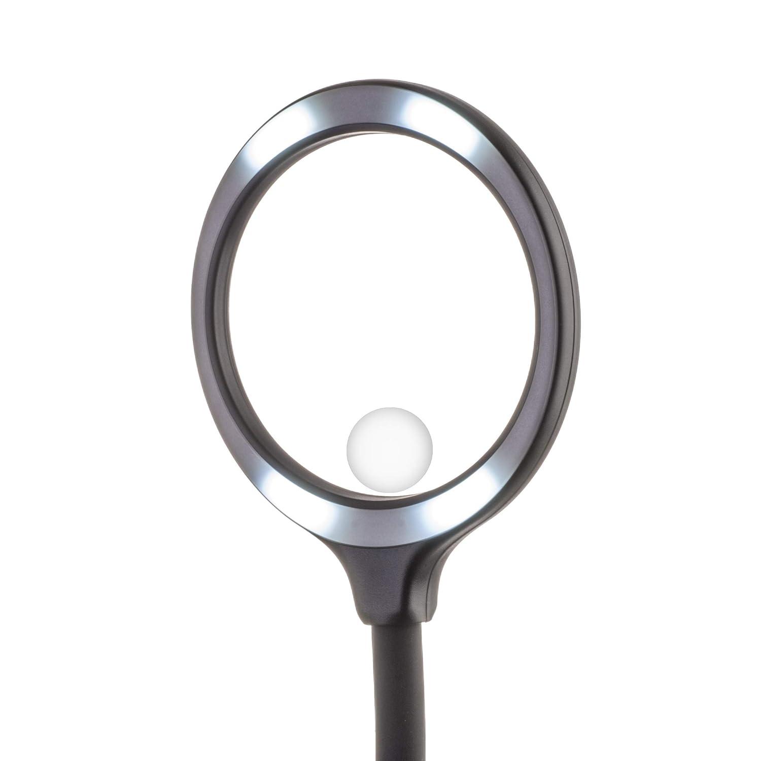 CARSON® DeskBrite™ 300 2x Aspheric COB LED Desk Top Magnifier with 5x Spot Lens in Black