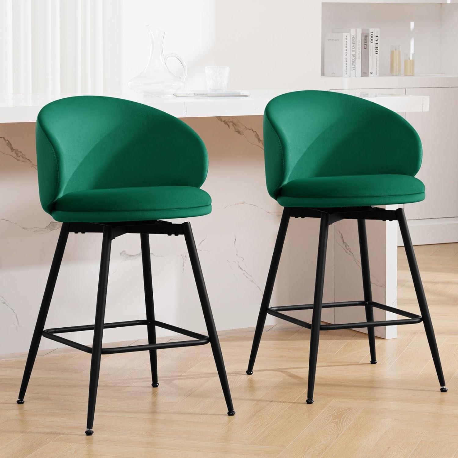 Swivel Upholstered Counter Height Bar Stools (Set of 2)