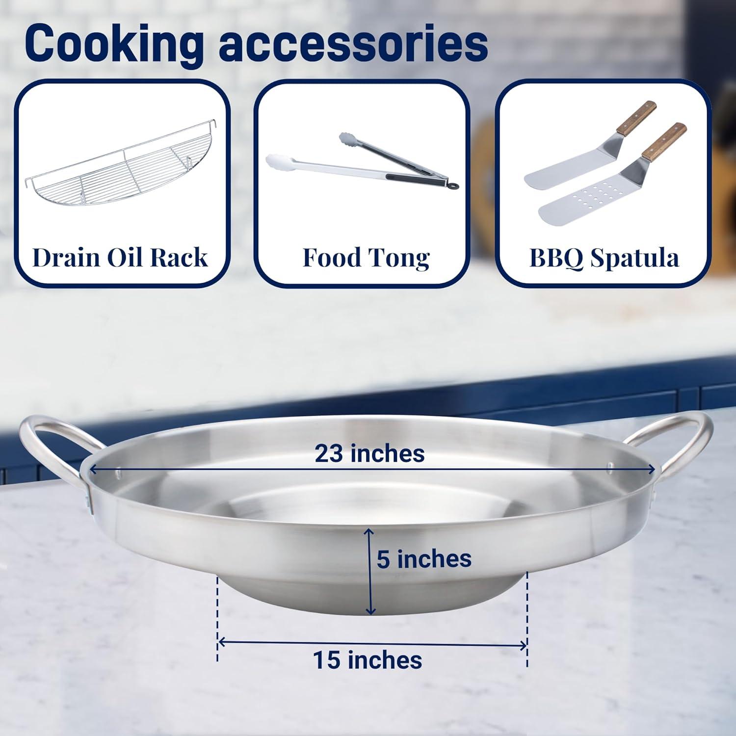 ARC 23" Stainless Steel Concave Comal Set, 30,000 BTU Propane Burner and Stand, Discada Disc Cooker.
