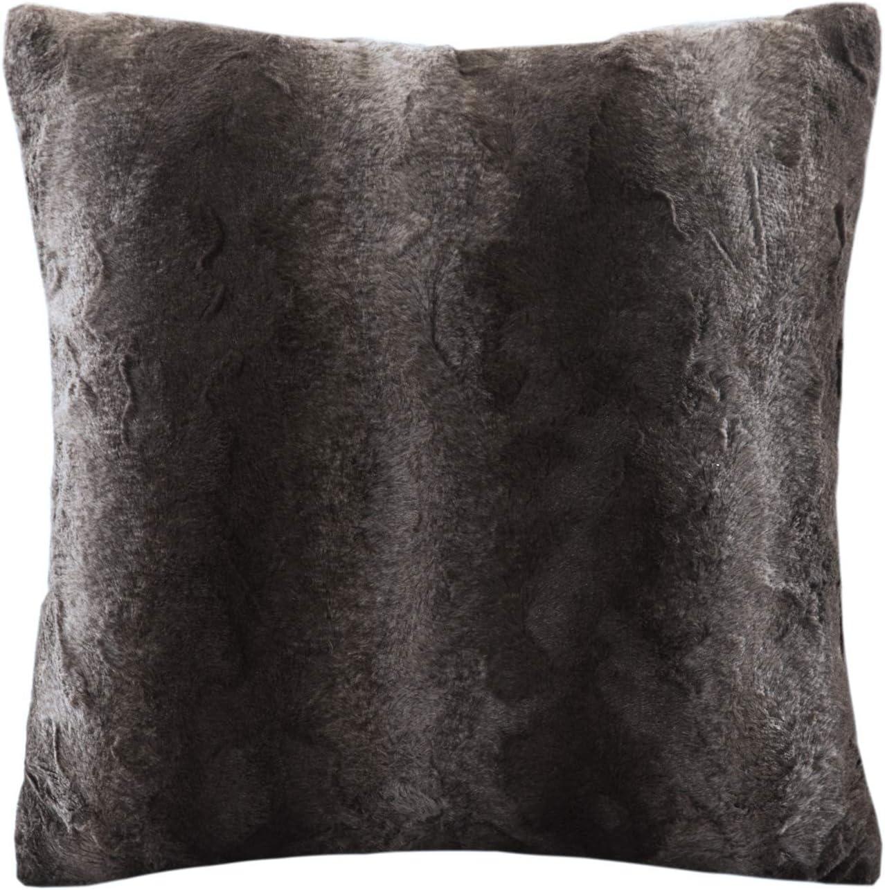 Faux Fur Striped Throw Pillow