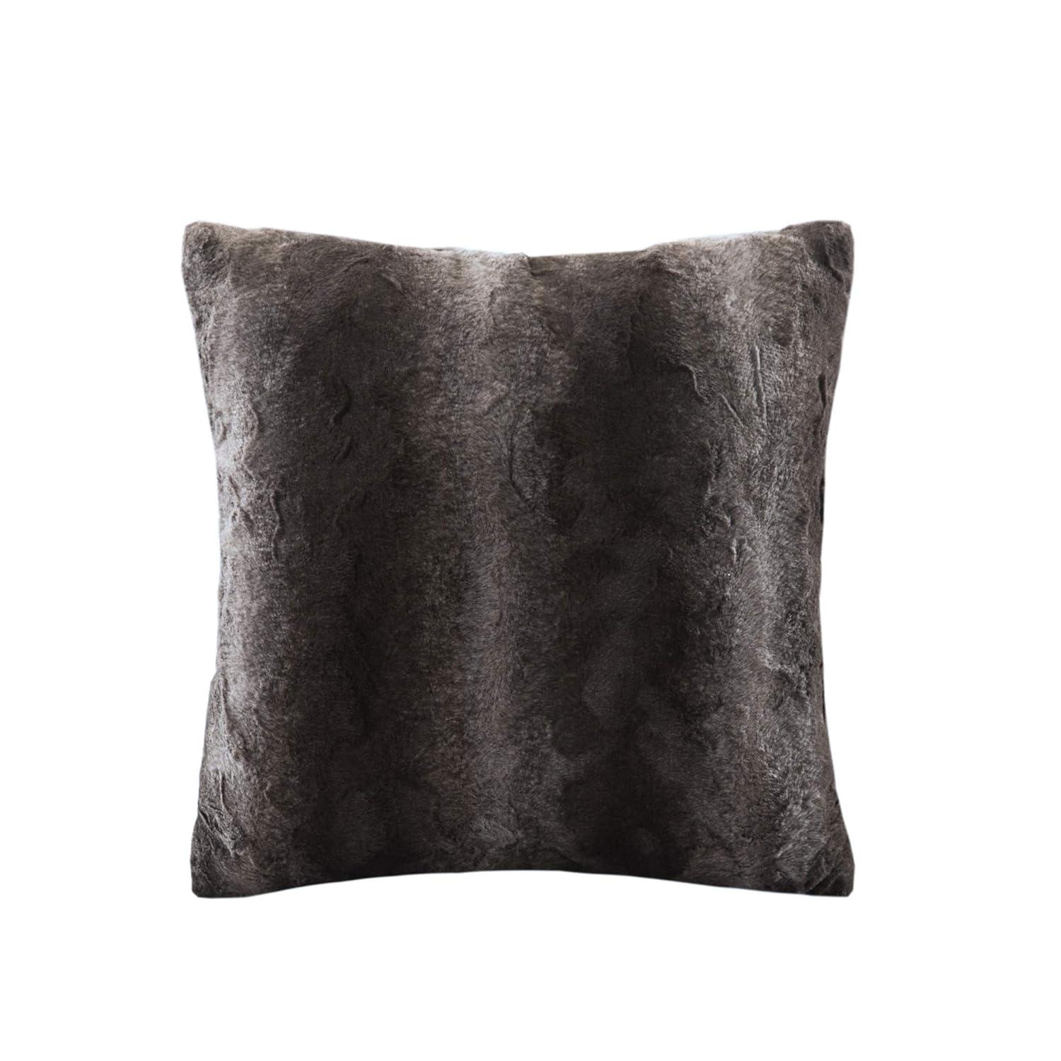 Madison Park Faux Fur Striped Throw Pillow