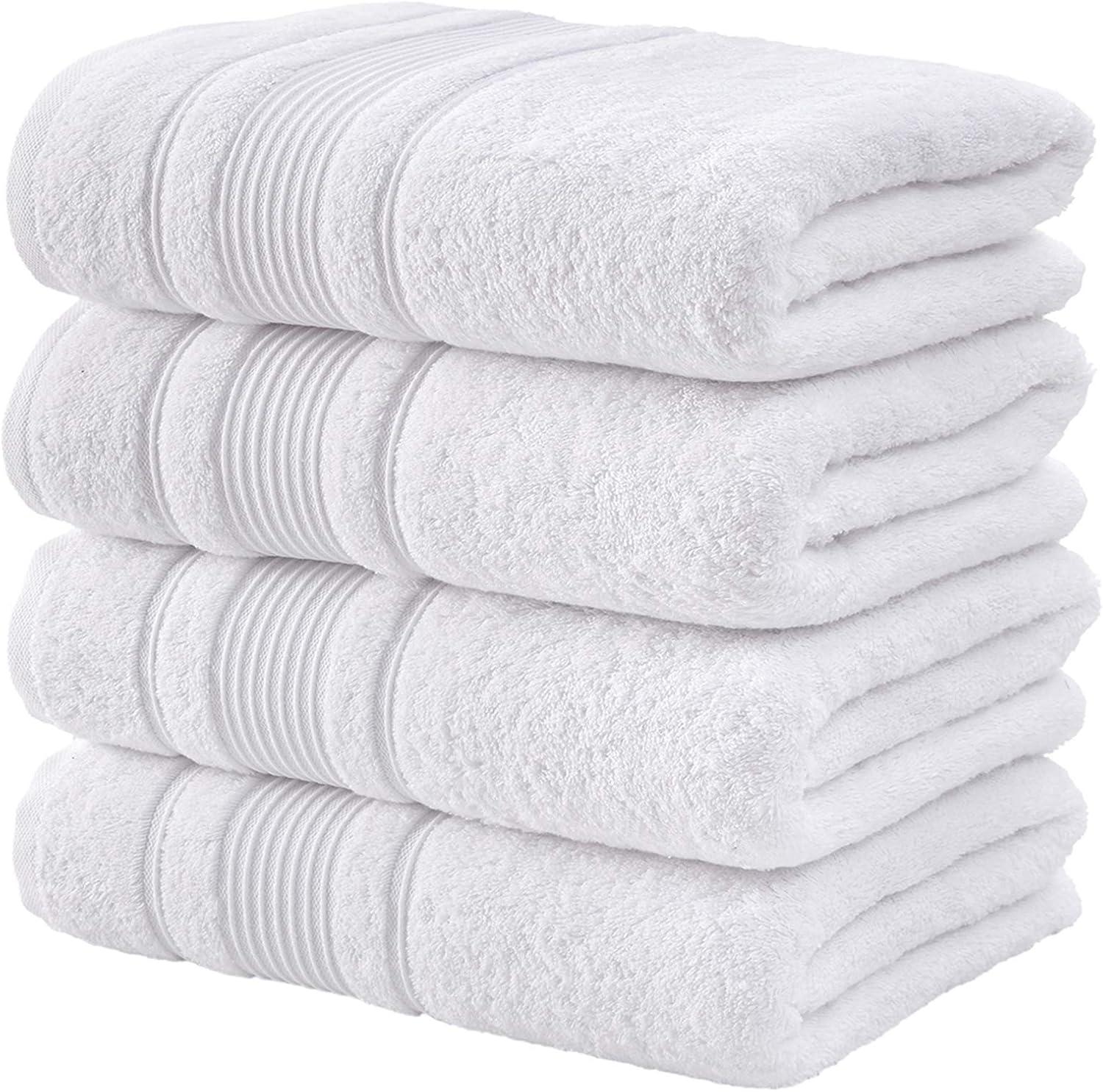 Juego de Toallas de Baño de 4 Piezas para Baño, Spa y Calidad Hotelera / Toallas Turcas 100% Algodón / Absorbentes, Suaves y Ecológicas (Blanco)