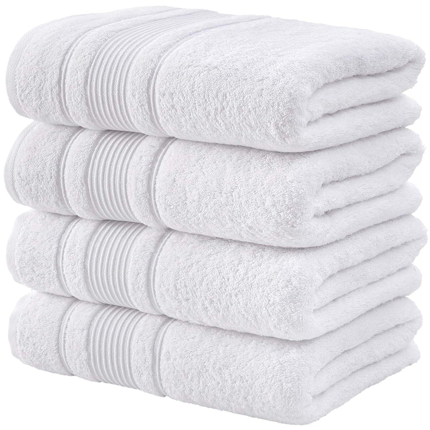 Juego de Toallas de Baño de 4 Piezas para Baño, Spa y Calidad Hotelera / Toallas Turcas 100% Algodón / Absorbentes, Suaves y Ecológicas (Blanco)