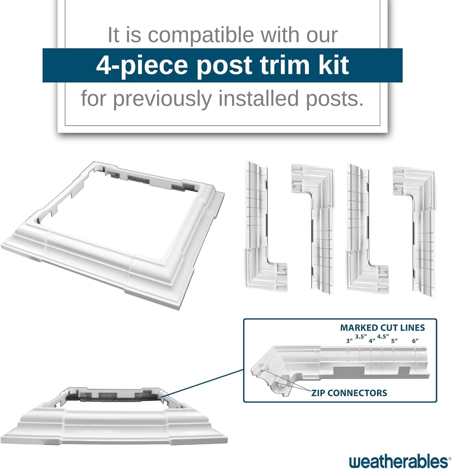 Weatherables 4x4 Vinyl Post Wrap – Weatherproof Premium Outdoor Vinyl Porch Post Wrap for Quickly Refreshing Existing Deck, Patio, and Porch Posts (4"x4"x96", Tan)