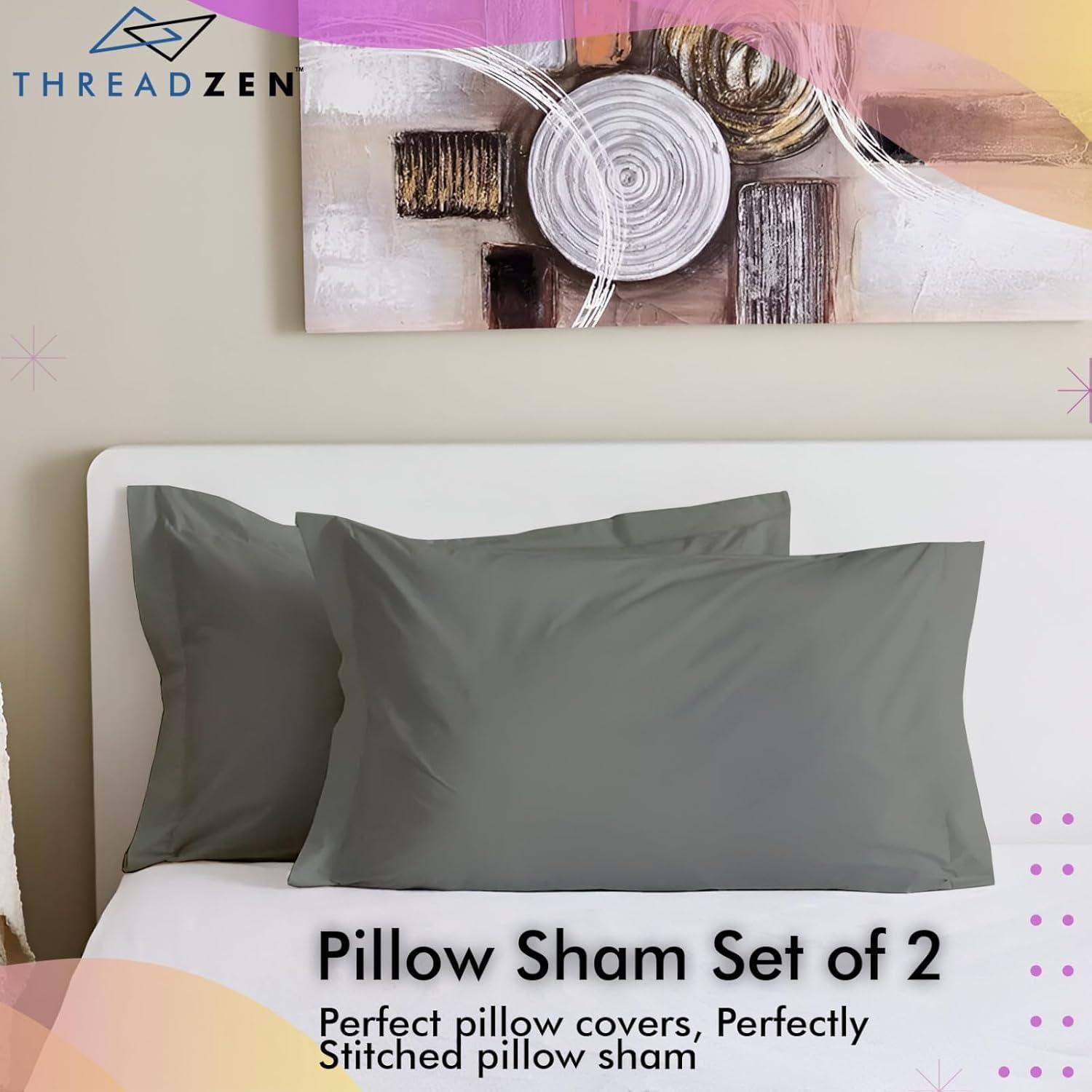 Mellanni Pillow Shams Set of 2 - Iconic Collection Decorative Pillow Covers / Cases 20"x36" with 2" Flange - King Size, Gray