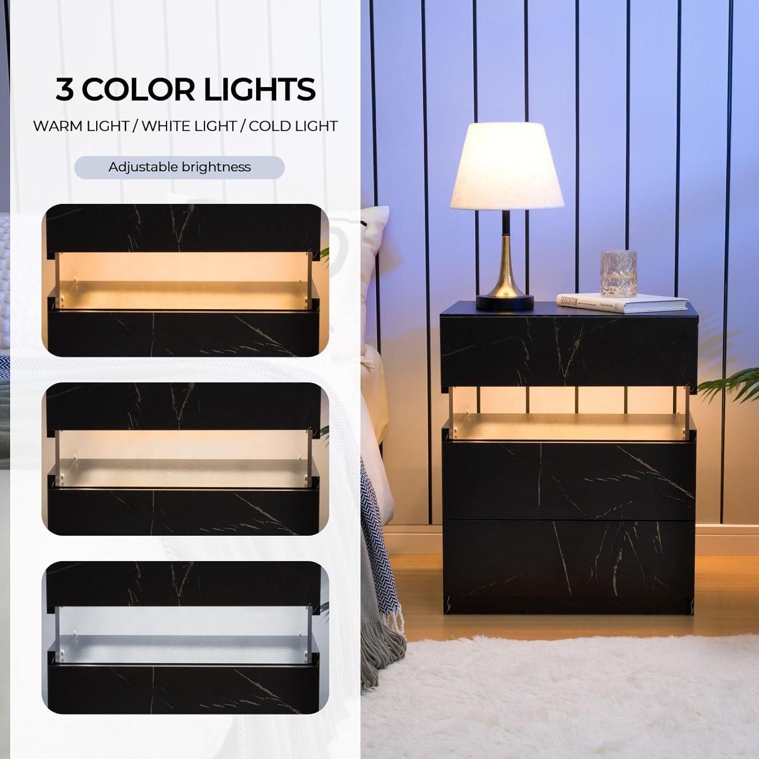 Ivy Bronx Nightstands set of 2 LED Night Stand (Set of 2)
