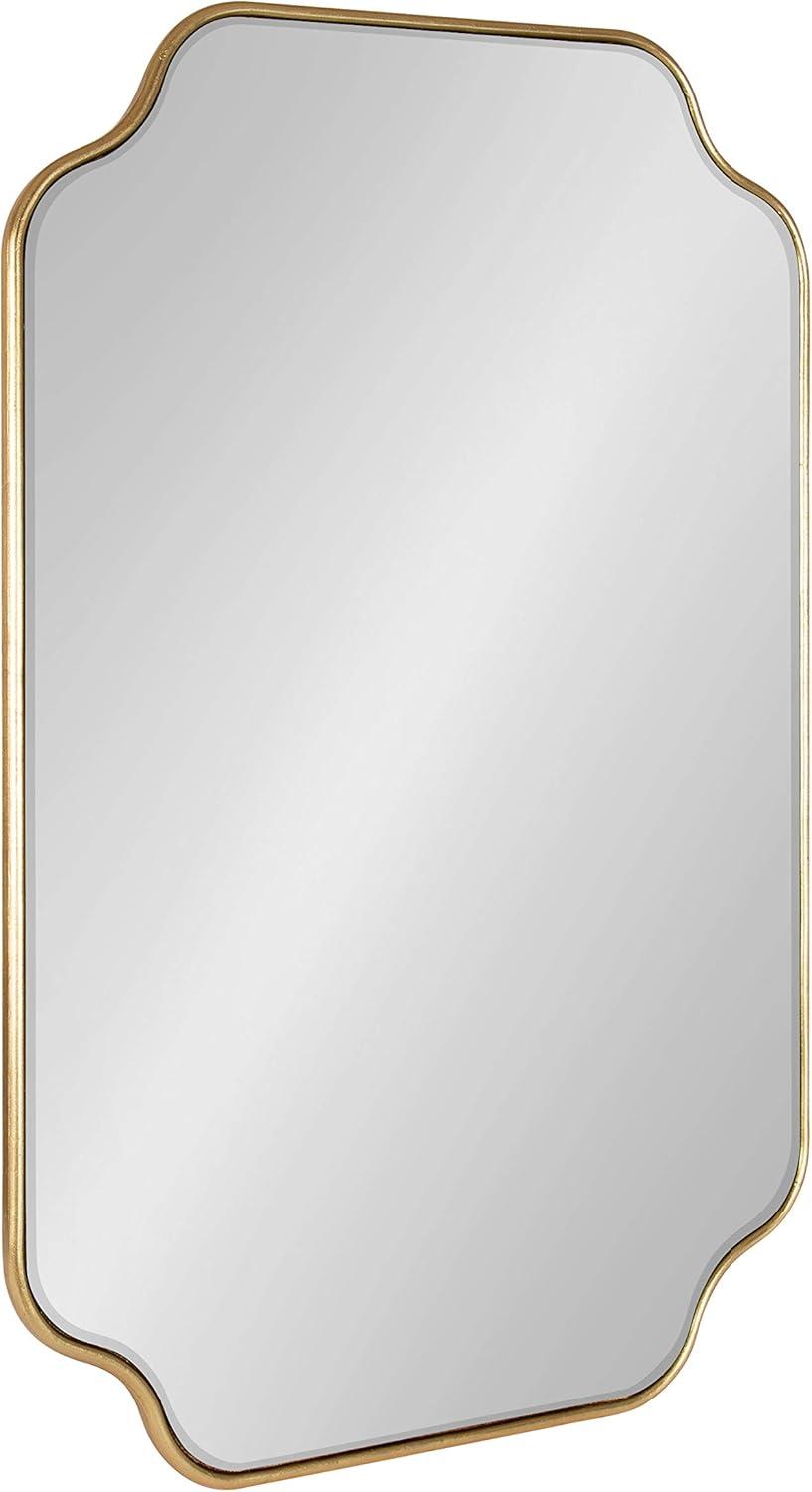 Kate and Laurel Plumley Glam Scalloped Wall Mirror, 24 x 36, Gold, Transitional Mirror Wall Decor