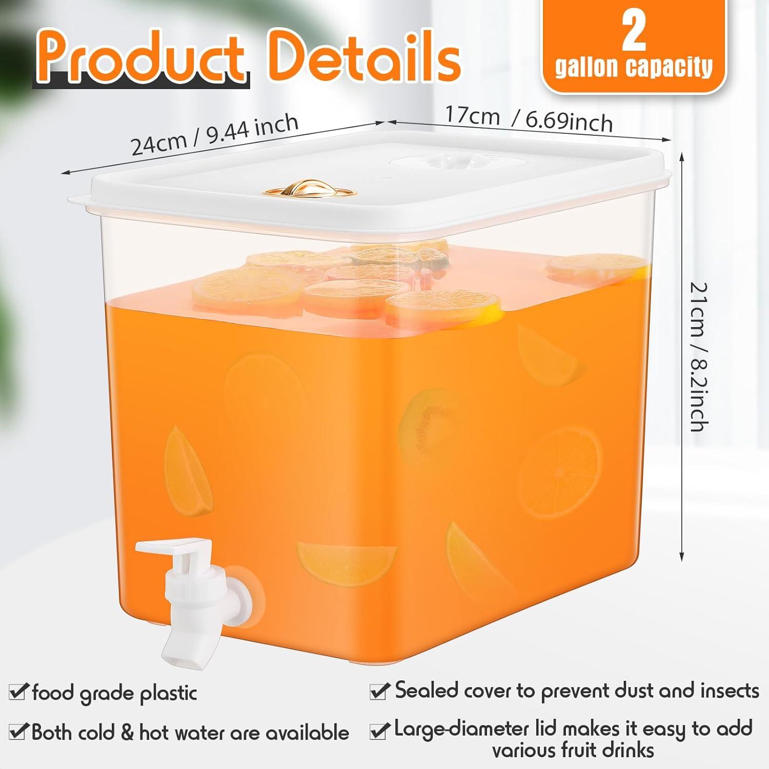 Mint Pantry® 2 Pack 2.5 Gallon Drink Dispenser For Fridge With Spigot Water Dispenser Leak Proof Lids Filter Screen Beverage Juice Container Sealed Plastic Lemonade Milk Cold Hot Drink Tea Jug For Party