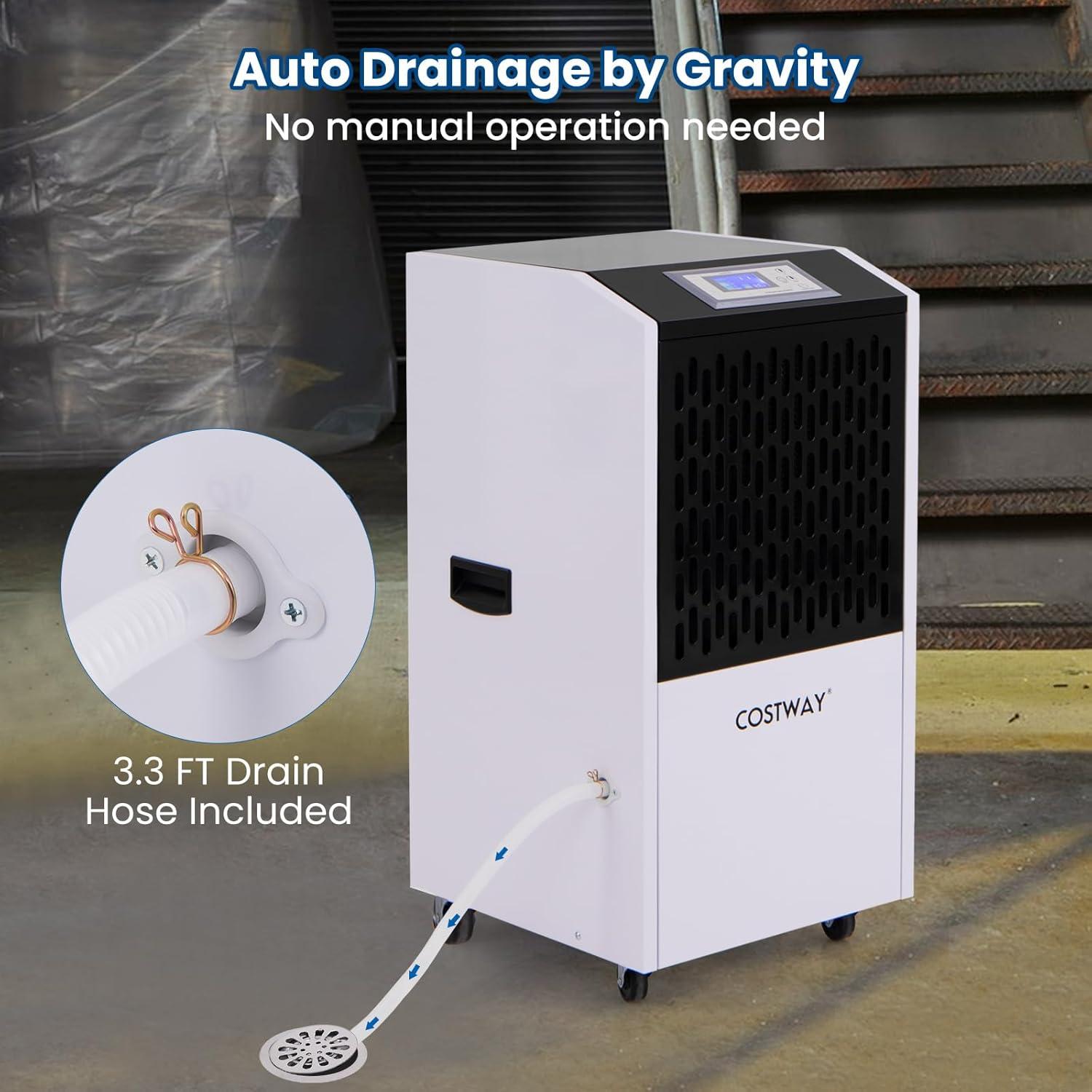 YYAo Dehumidifier,Portable Dehumidifier,Moisture Removal Machine,250 Pints Commercial Dehumidifier with Drain Hose Large Spaces up to 8500 Sq.Ft-White