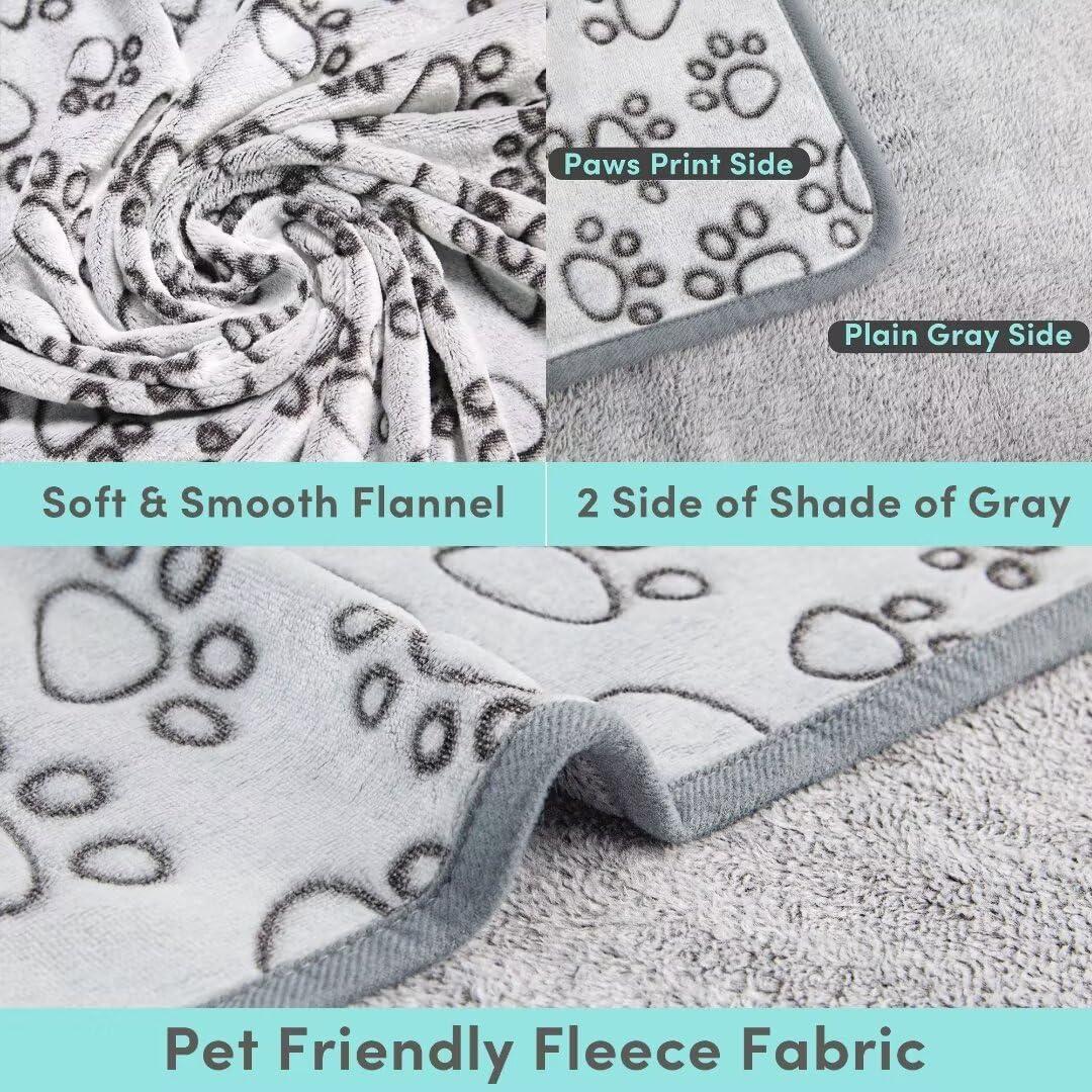 Stuffed Premium Soft Dog Blanket, with Flannel Grey Cute Paw Print, 24 * 32 inches, Cat Blanket Puppy Pads Supplies Dog Products Stuff Essentials C48