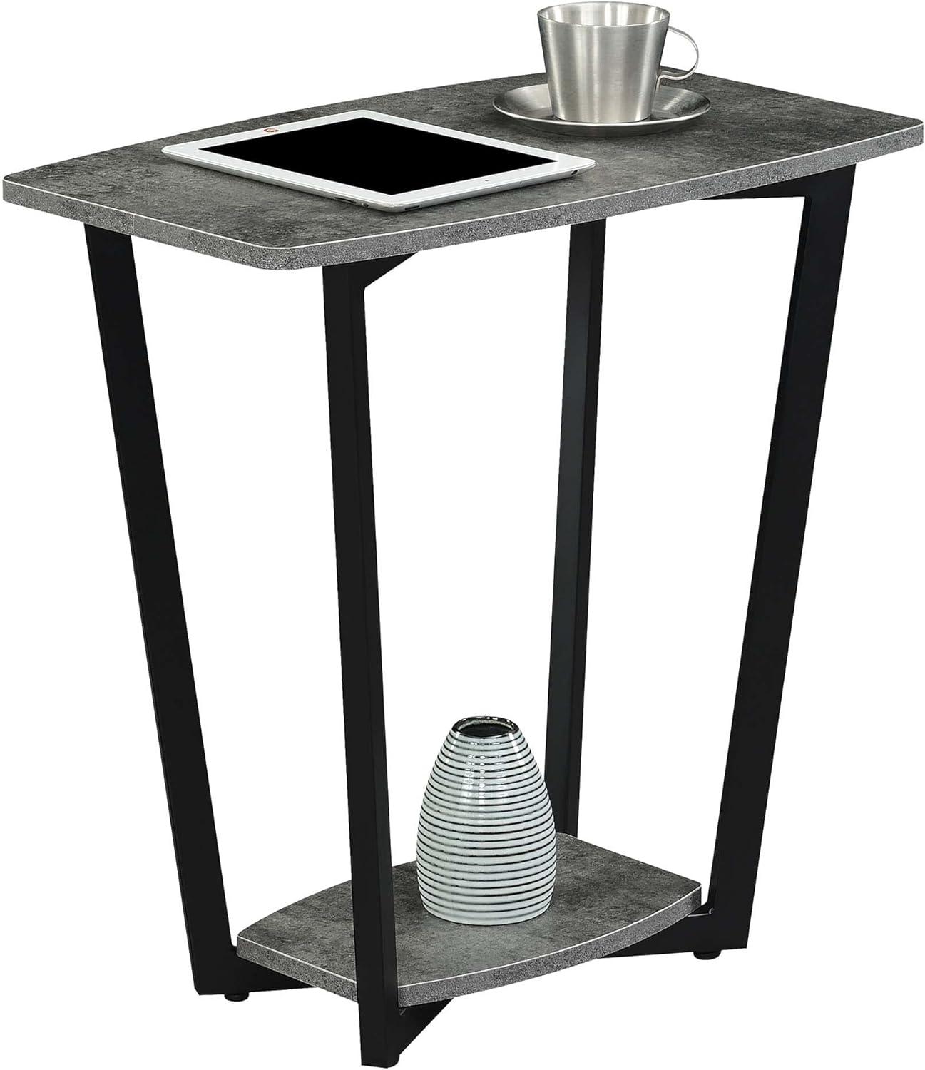 Graystone End Table with Shelf - Cement/Black
