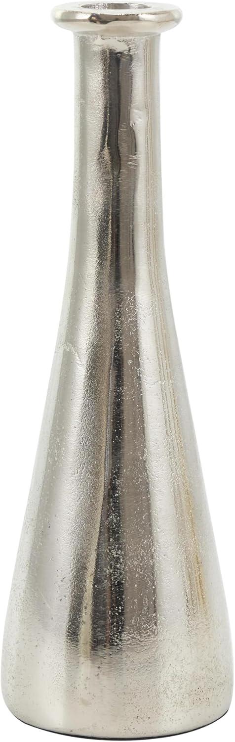 Deco 79 Aluminum Metal Decorative Candle Holder Candle Stand with Varying Shapes, Set of 2 Candlestick Holder 9", 7" H, Silver