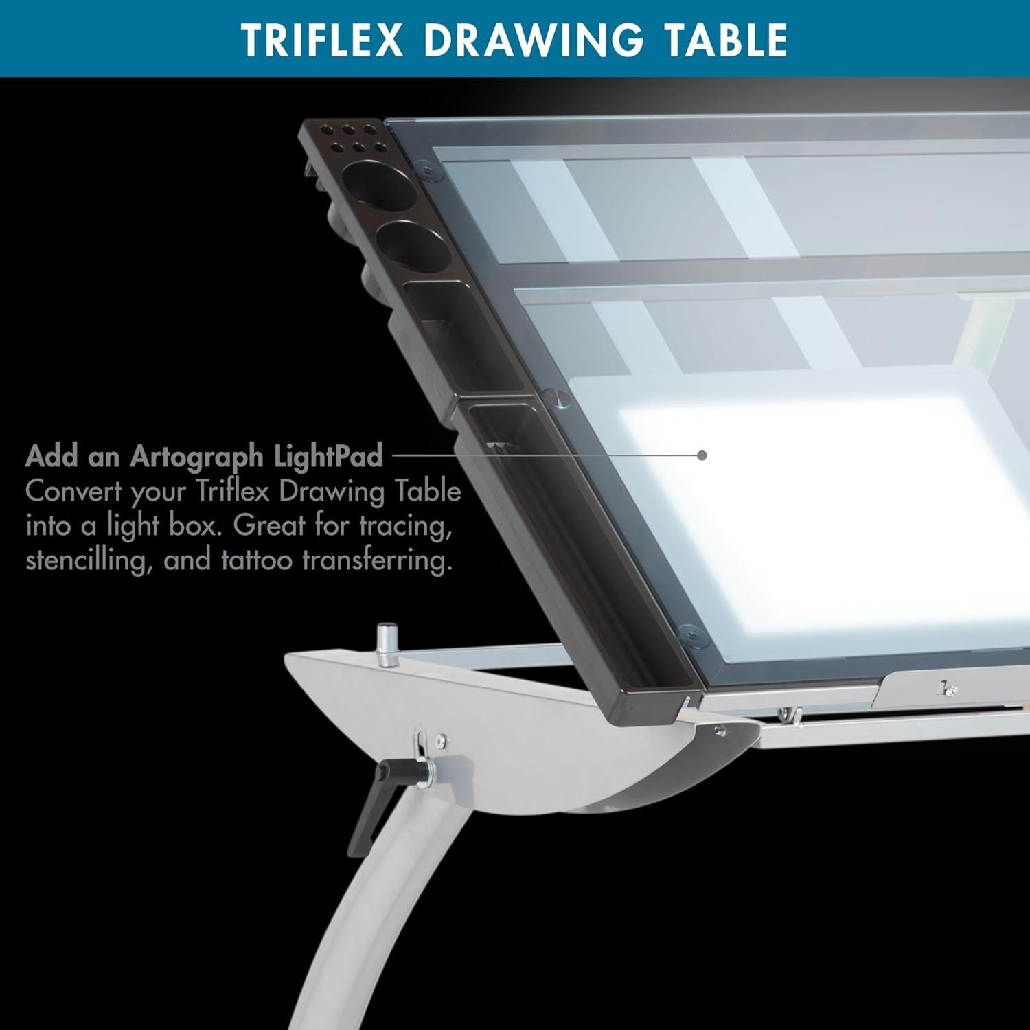 Inbox Zero Cournoyer Glass Top Metal Base Drafting Table