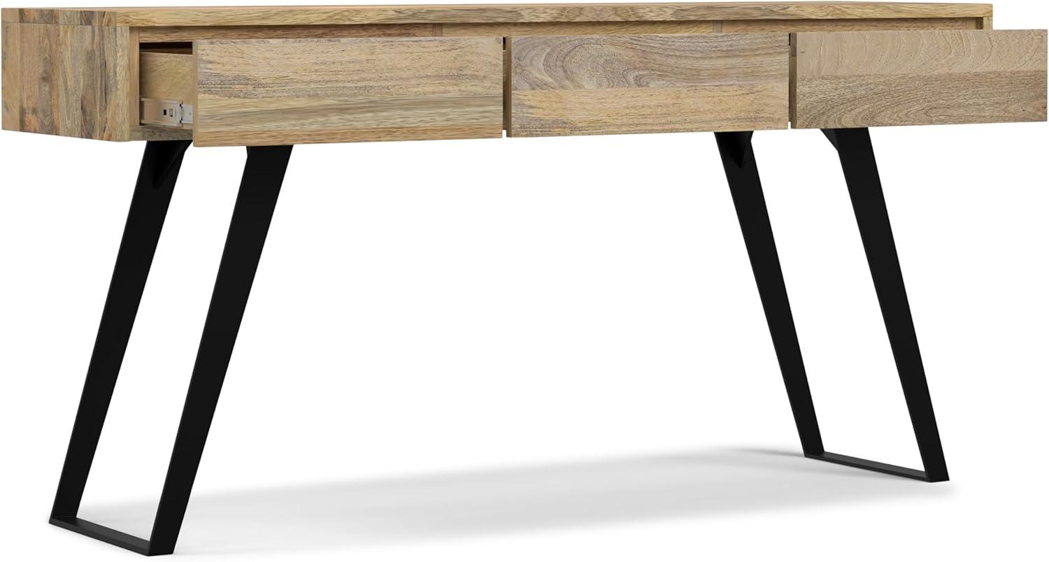 Lowry 60"W Solid Wood Modern Industrial Storage Console Table with 3 Storage Drawers and Metal Legs