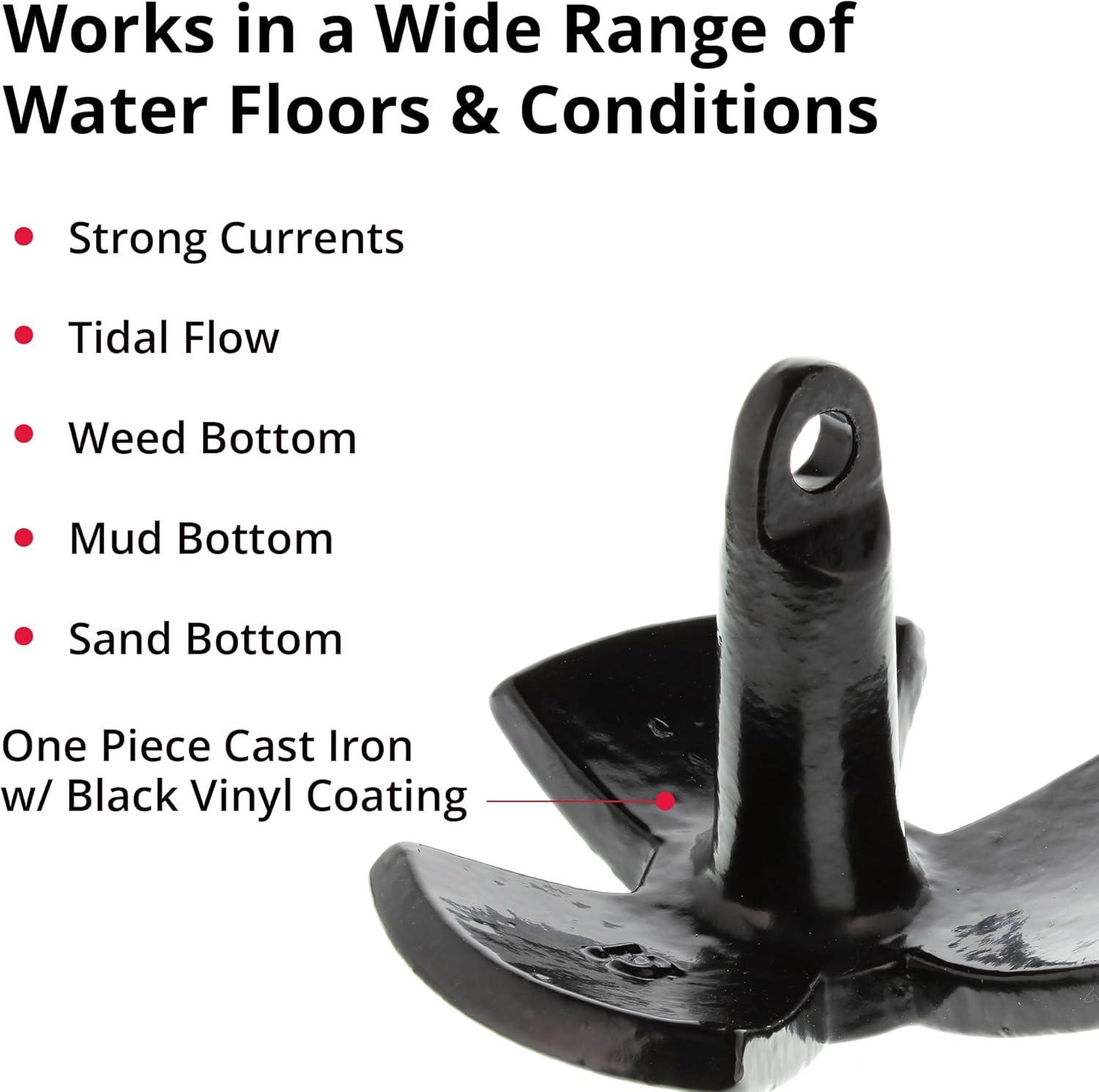 12 lb Black Vinyl Coated Cast Iron River Anchor