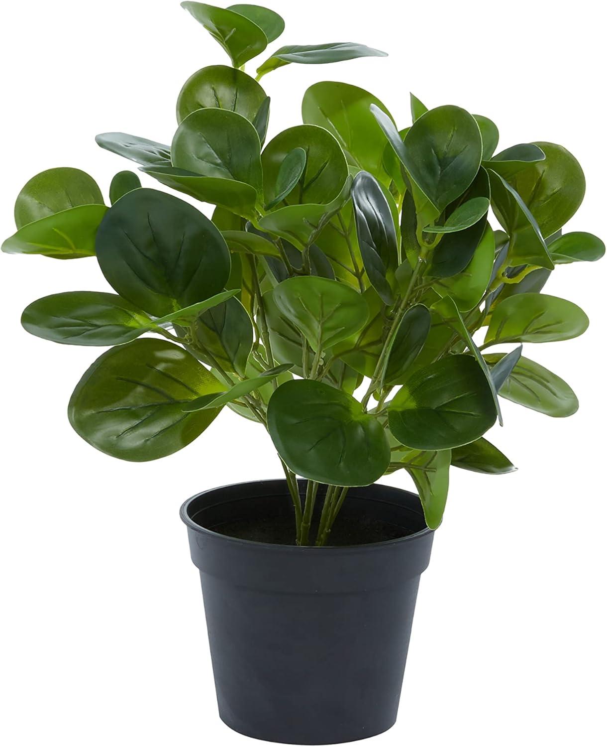 DecMode 13" Indoor Outdoor Artificial Eucalyptus Plant in Realistic Leaves and Black Round Pot