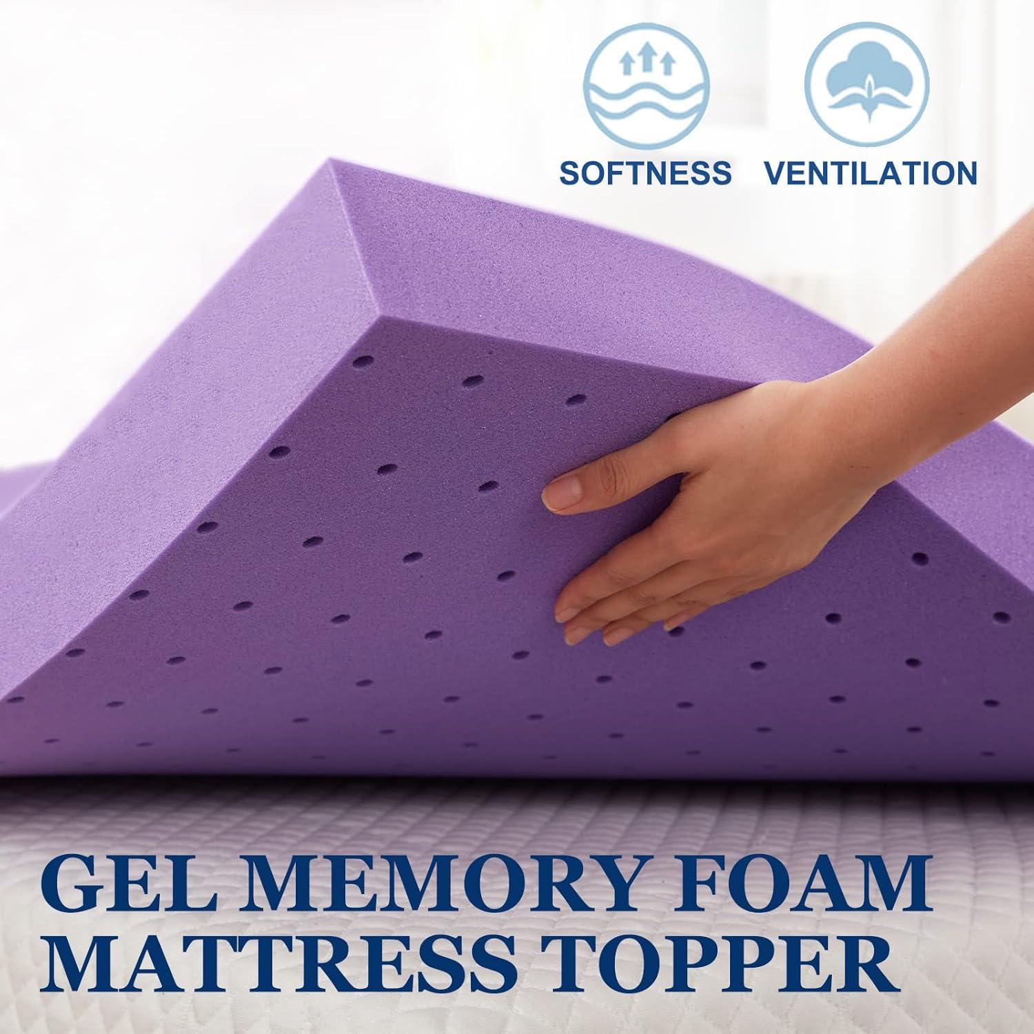 Twin Purple Gel Memory Foam Mattress Topper