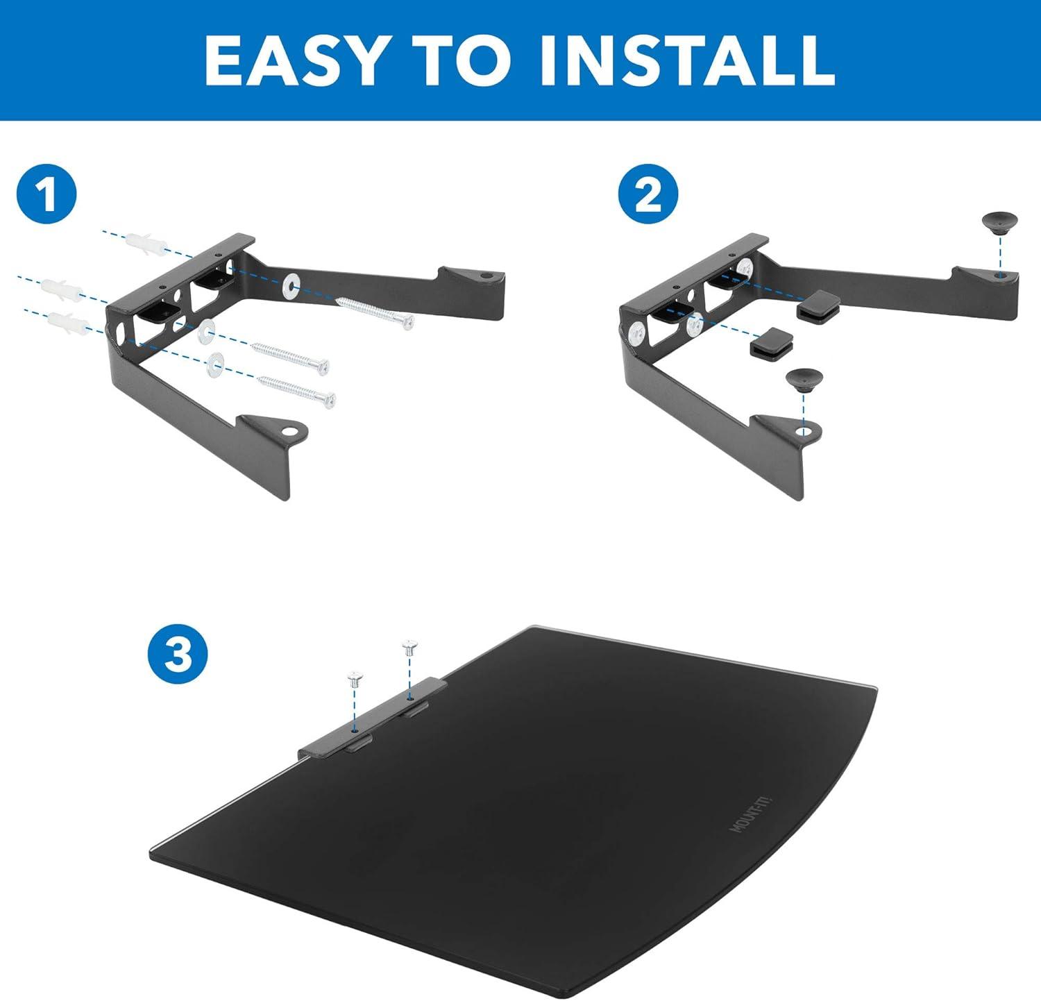 Mount-It! Tempered Glass Cable Box Wall Mount Shelves for AV, Electronic Components, Gaming Consoles