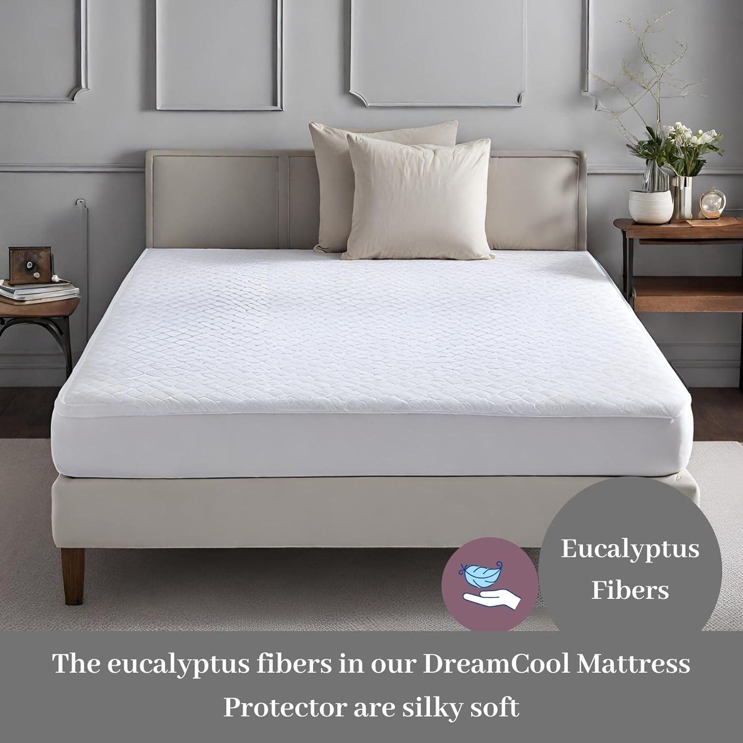 Twin XL White Eucalyptus Cooling Mattress Protector