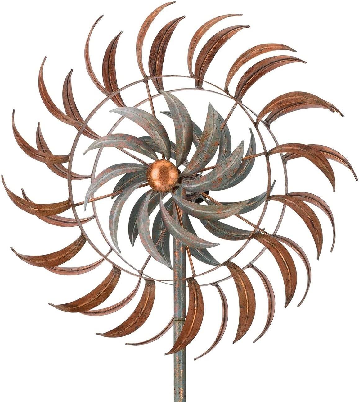 Kinetic 24" Rotating Wind Spinner - Copper Petals