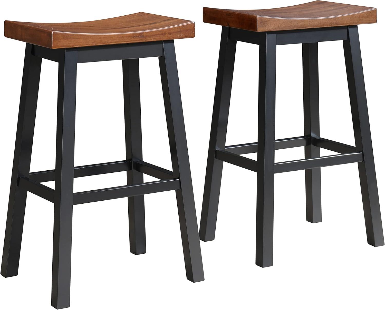 LuXeo LuXeo Lakewood Solid Wood Saddle Barstool (Set of 2)
