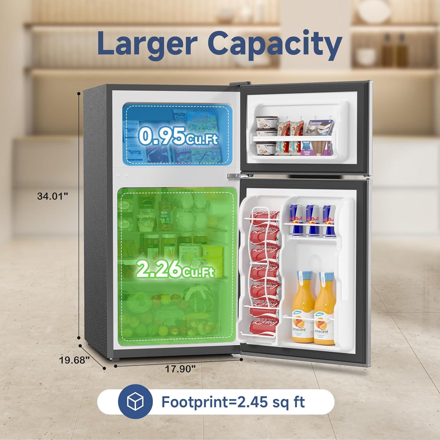 BANGSON BANGSON 3.2 CU.FT, 2 Door Small Refrigerator with Freezer US-BSR-201